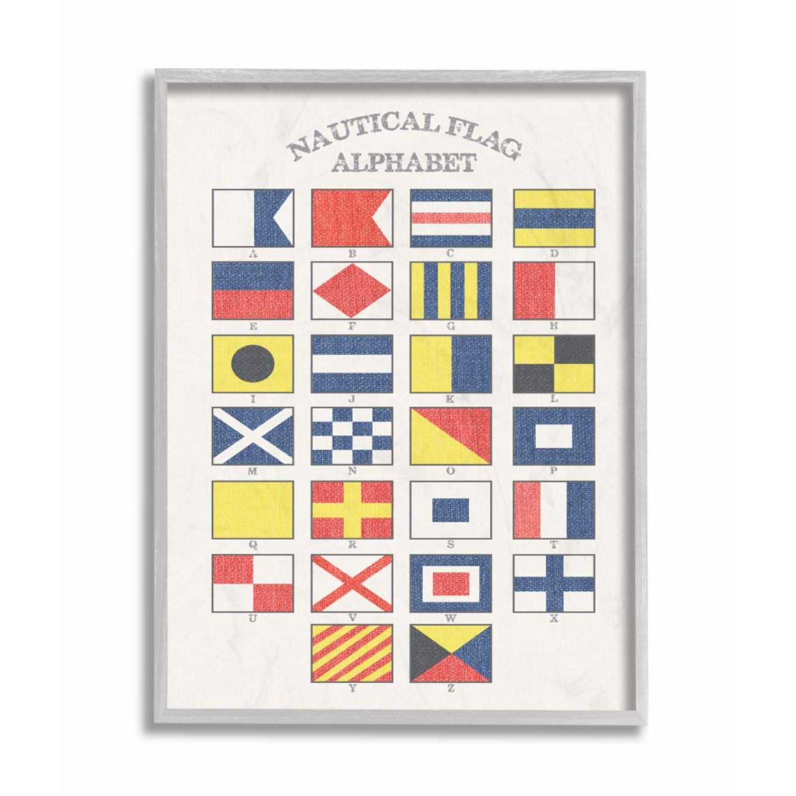 Stupell Industries Nautical Flag Alphabet Gray Framed Wall Print