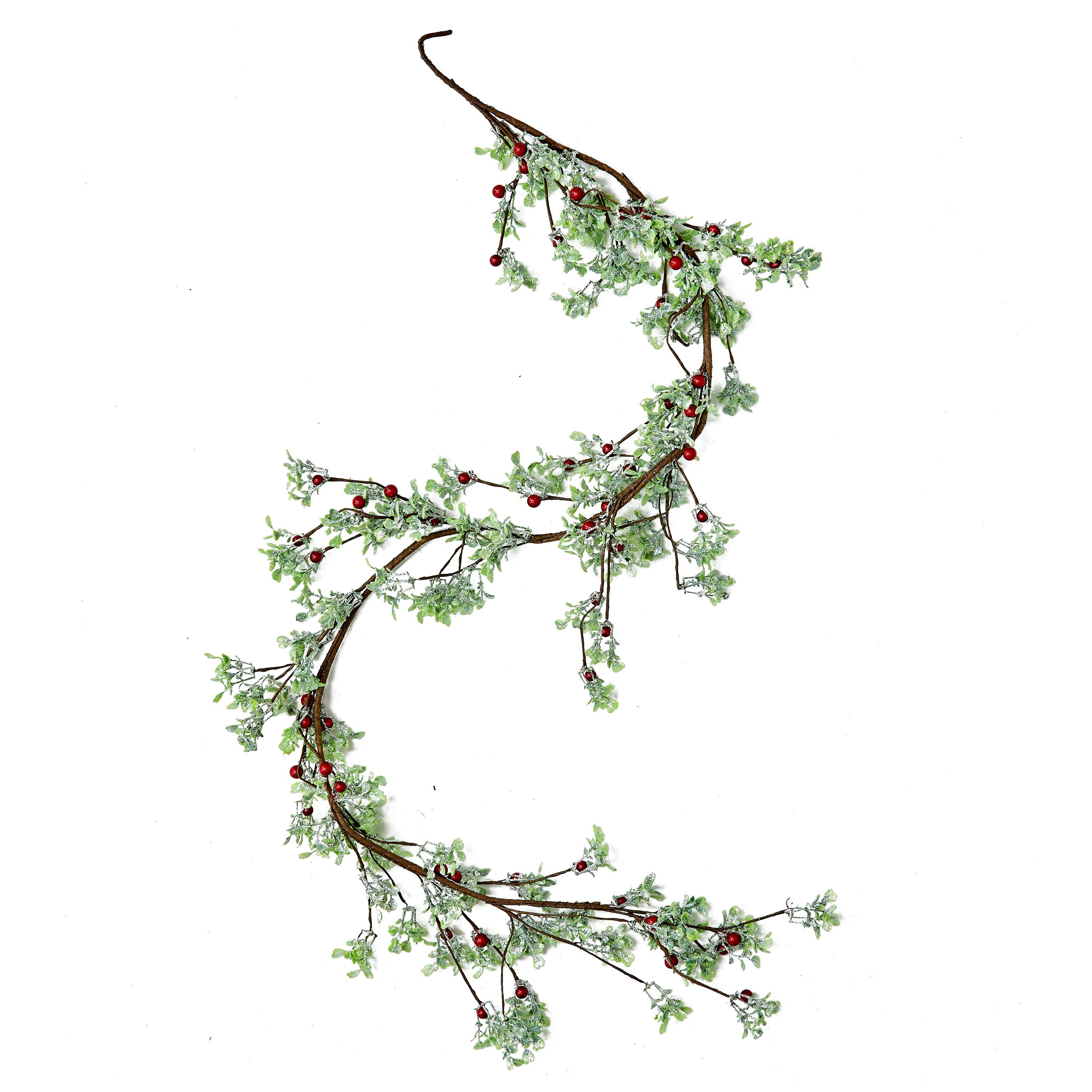 59" Green Leaves & Red Berries Christmas Garland