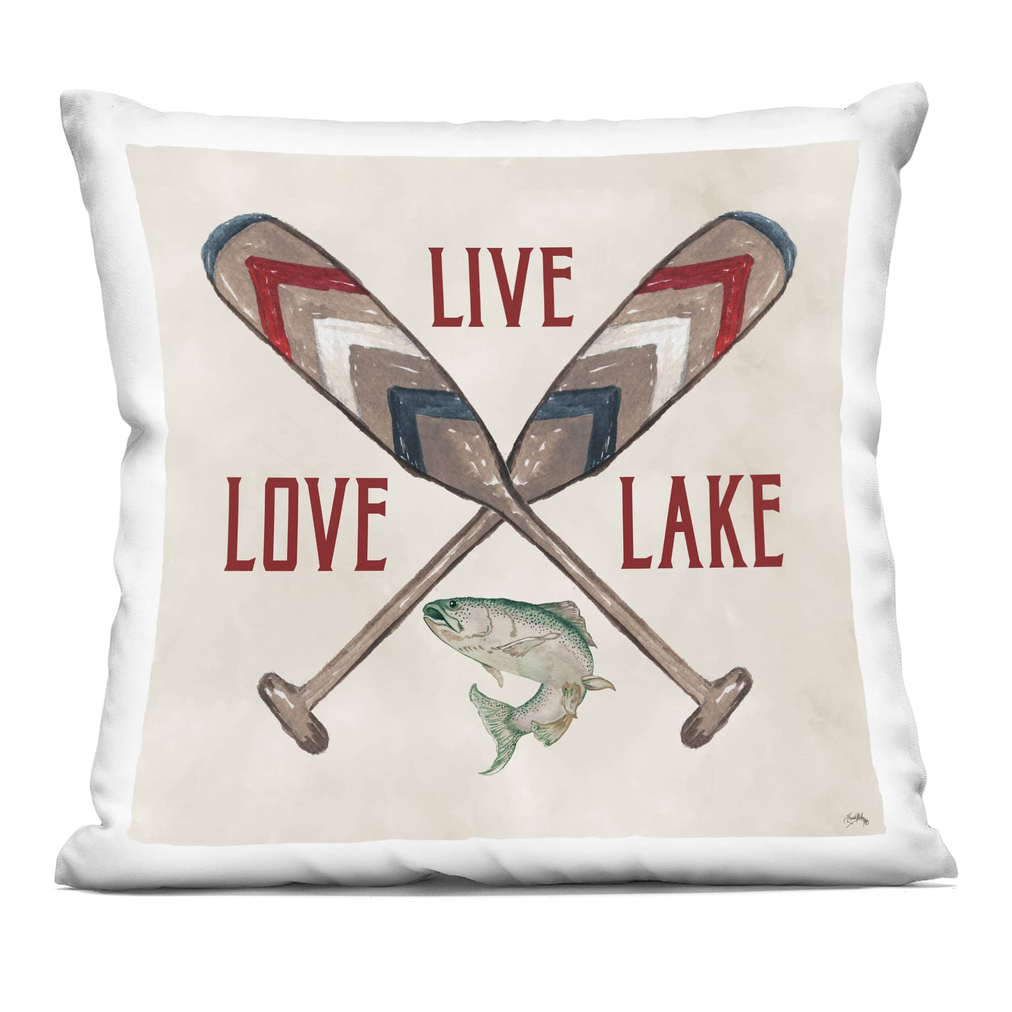 Stupell Industries 18" x 18" Live Love Lake Oars Decorative Printed Indoor Pillow