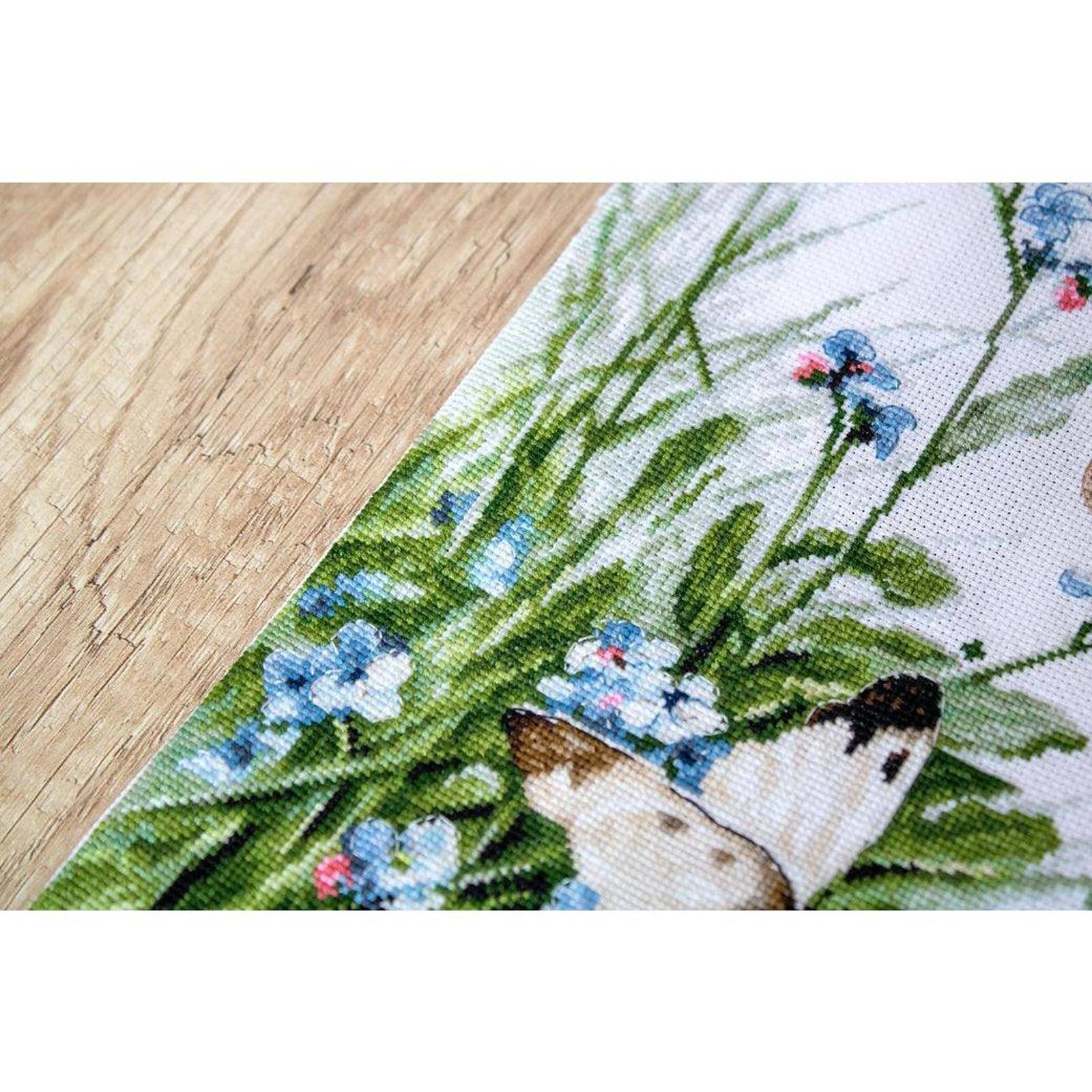 Letistitch Butterflies And Bluebird Flowers Counted Cross Stitch Kit