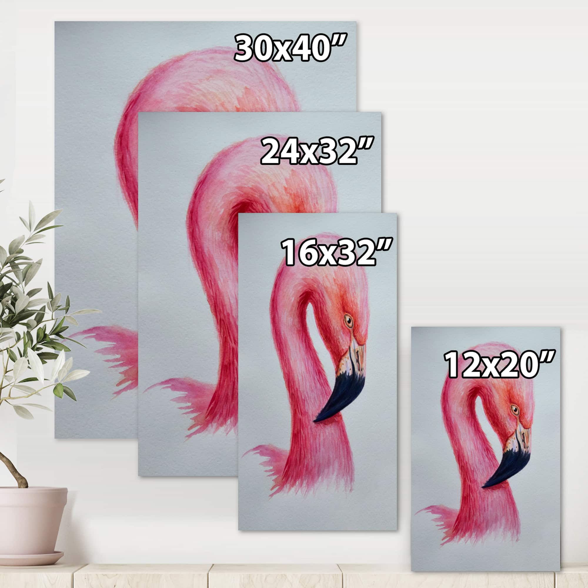 Designart - Portrait of Pink Flamingo IV - Farmhouse Canvas Wall Art Print