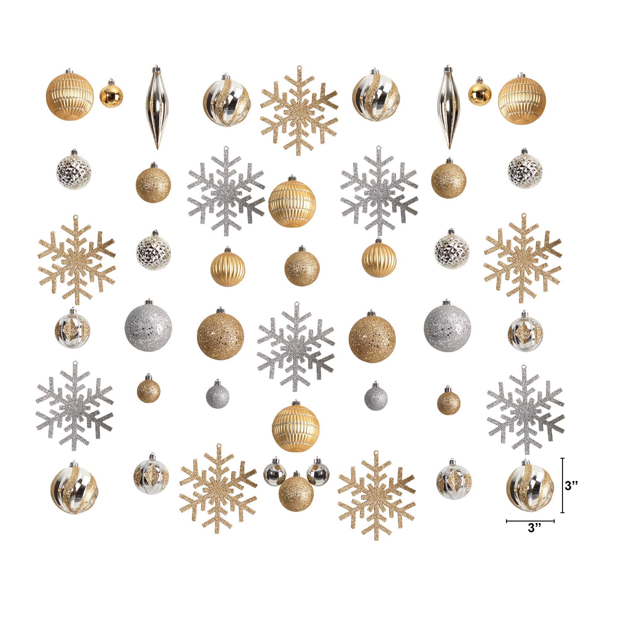 60ct. Holiday Deluxe Shatterproof Christmas Tree Ornament Box Set