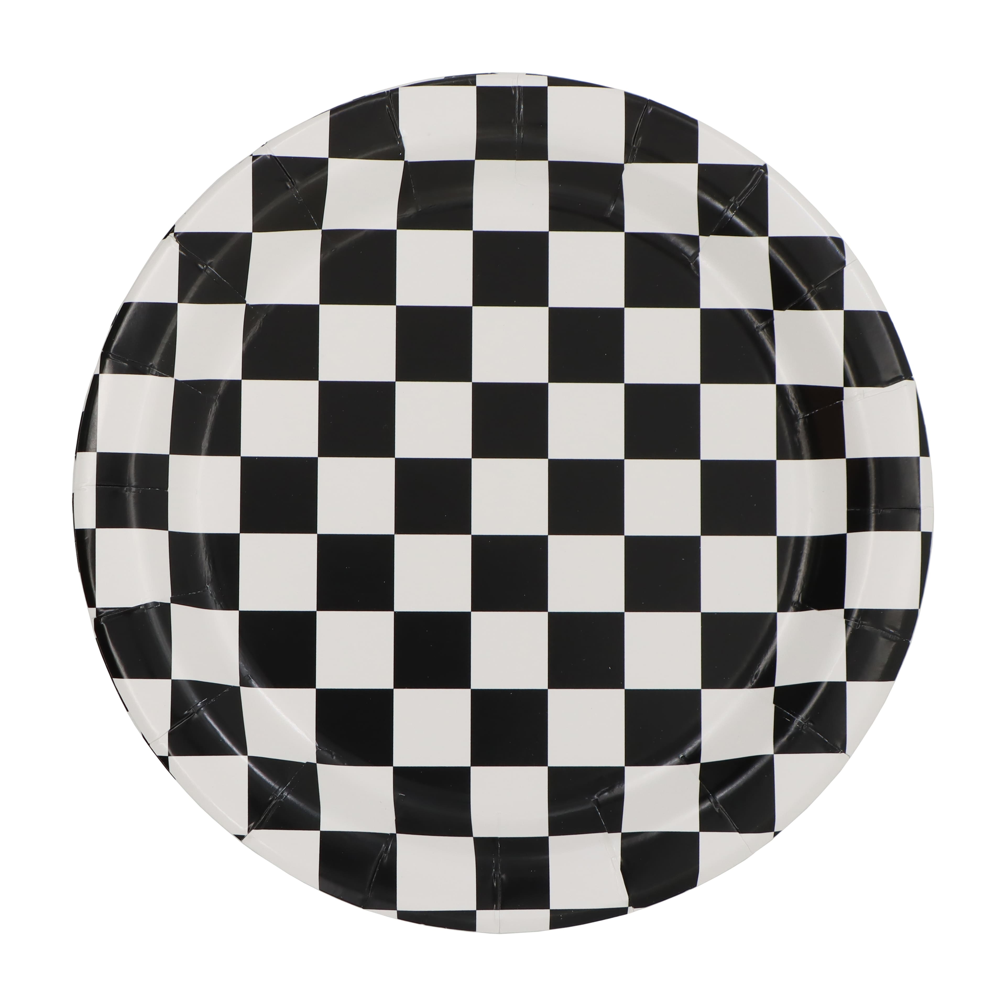 24 Packs: 10 ct. (240 total) 7" Black & White Checkered Snack Plates by Celebrate It™