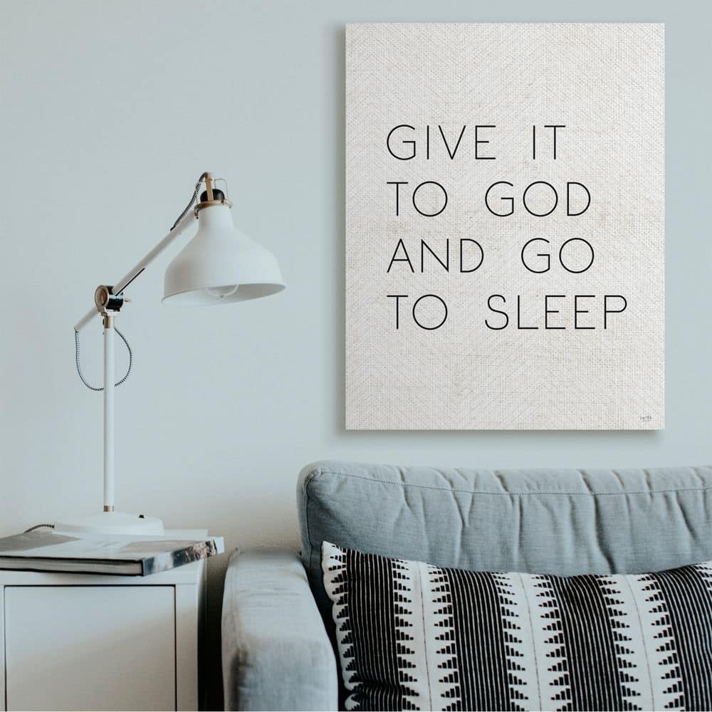 Stupell Industries Give it to God and Sleep Faith Based Bedroom Quote Canvas Wall Art