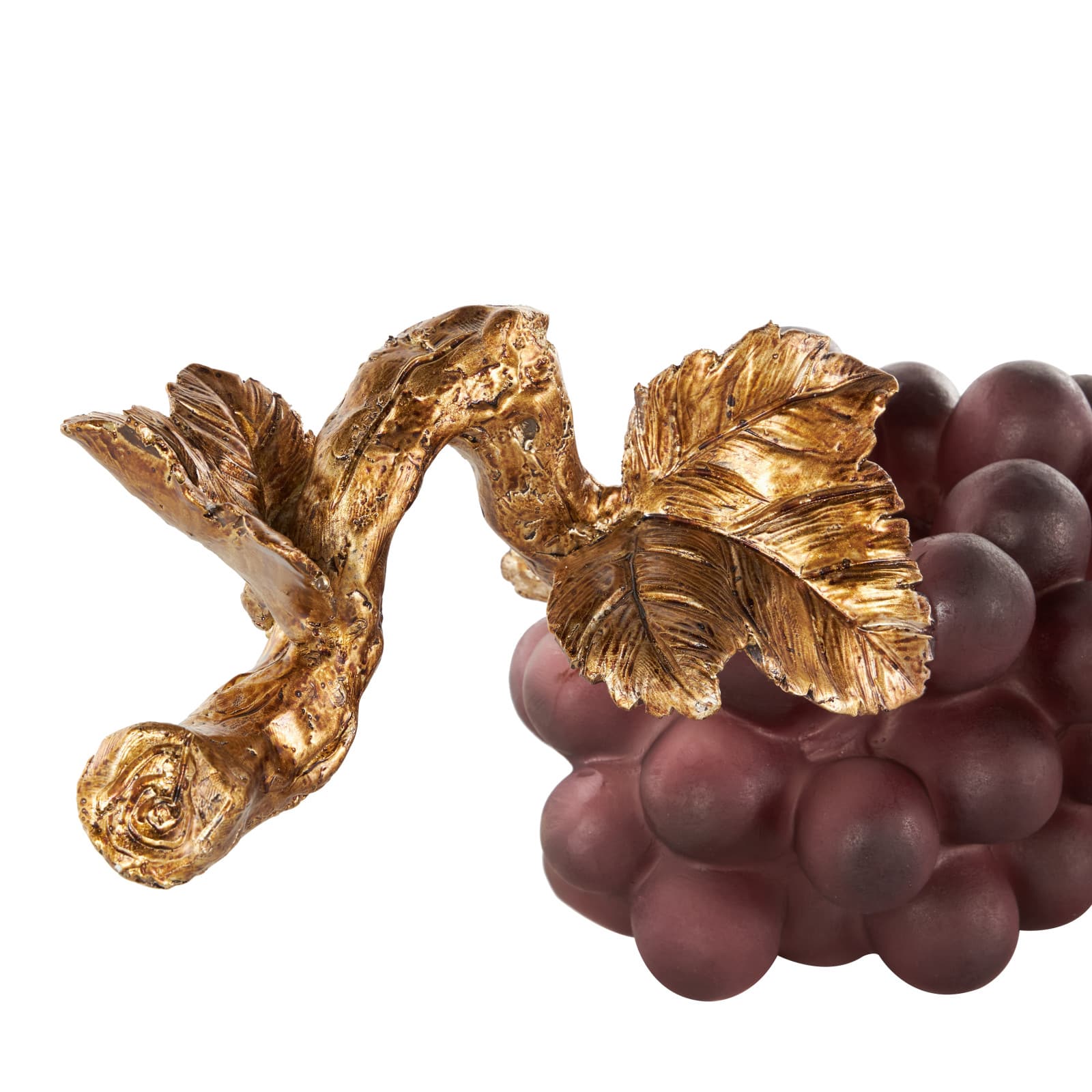 14.25" Purple with Gold Stem Grape Decorative Polystone Sculpture