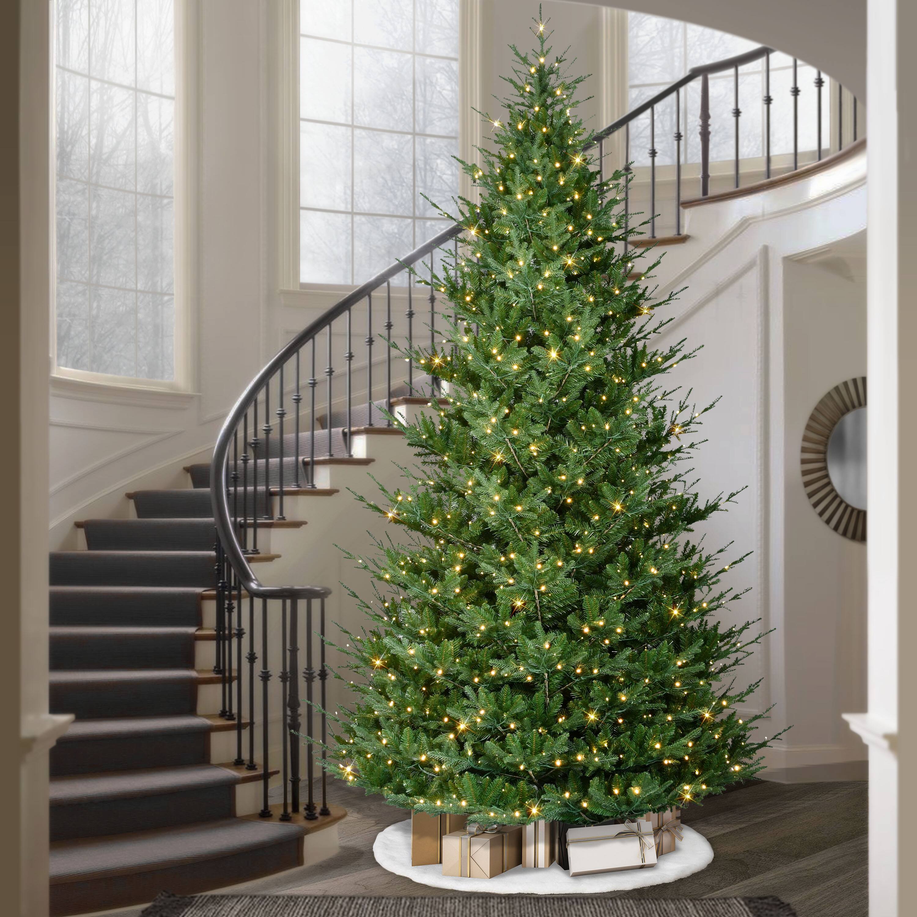 12ft. Pre-Lit Hillside Spruce Artificial Christmas Tree, Warm White LED Lights