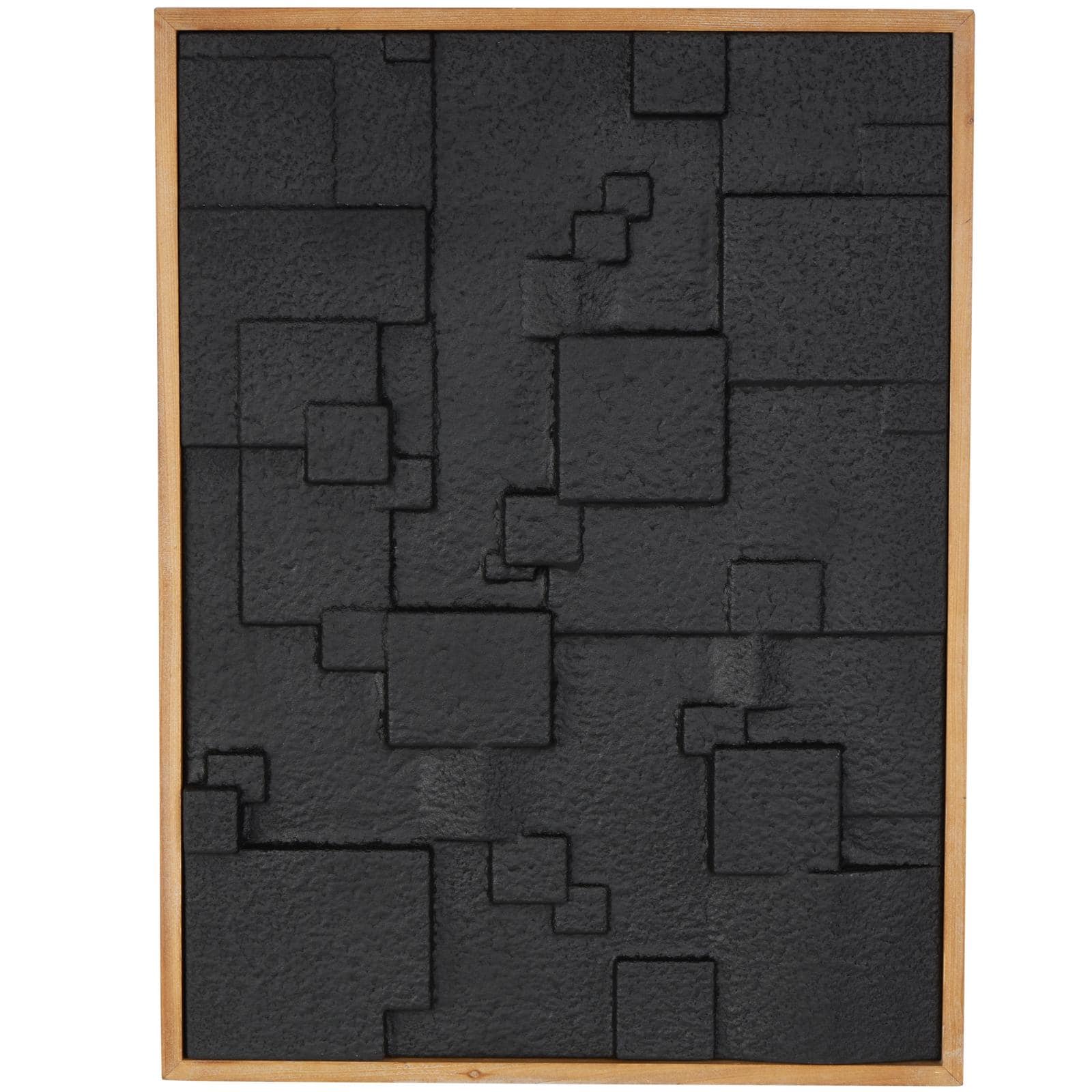31.5" Black Wood Geometric Dimensional Textured Shapes Home Wall Décor