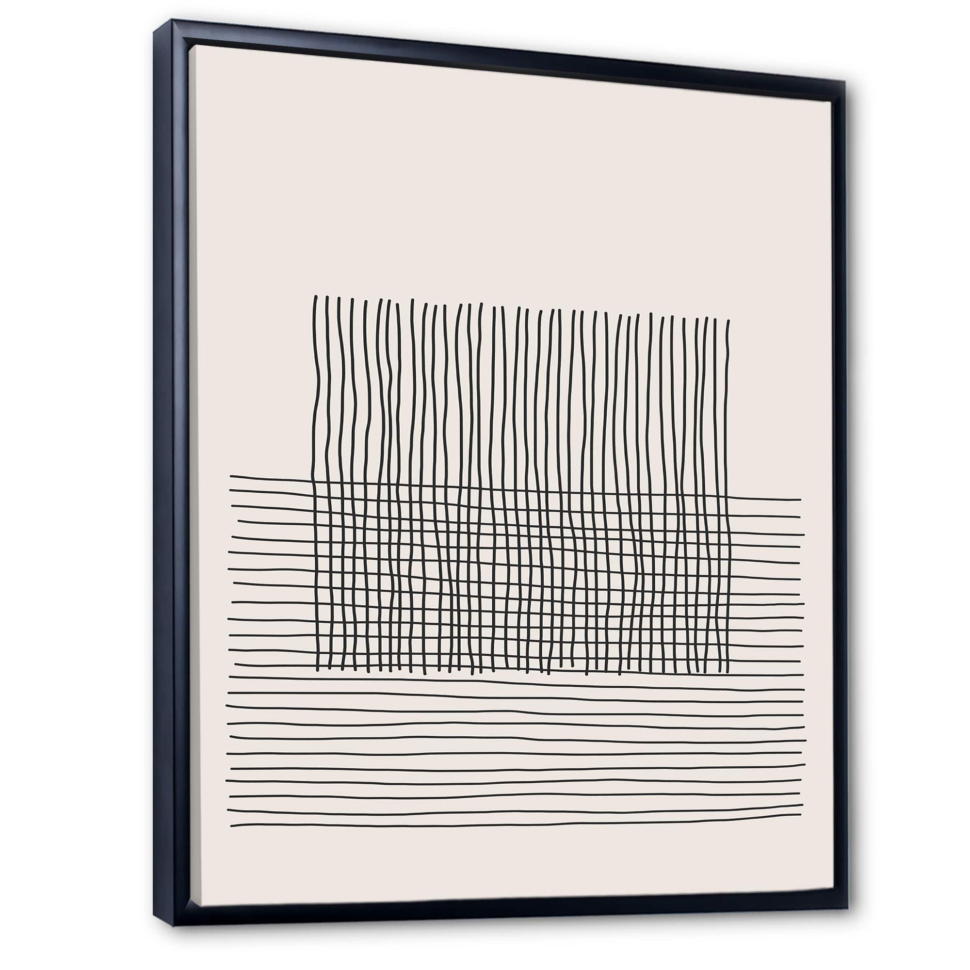 Designart - Minimal Geometric Lines And Squares V - Modern Canvas Wall Art Print in Black Frame