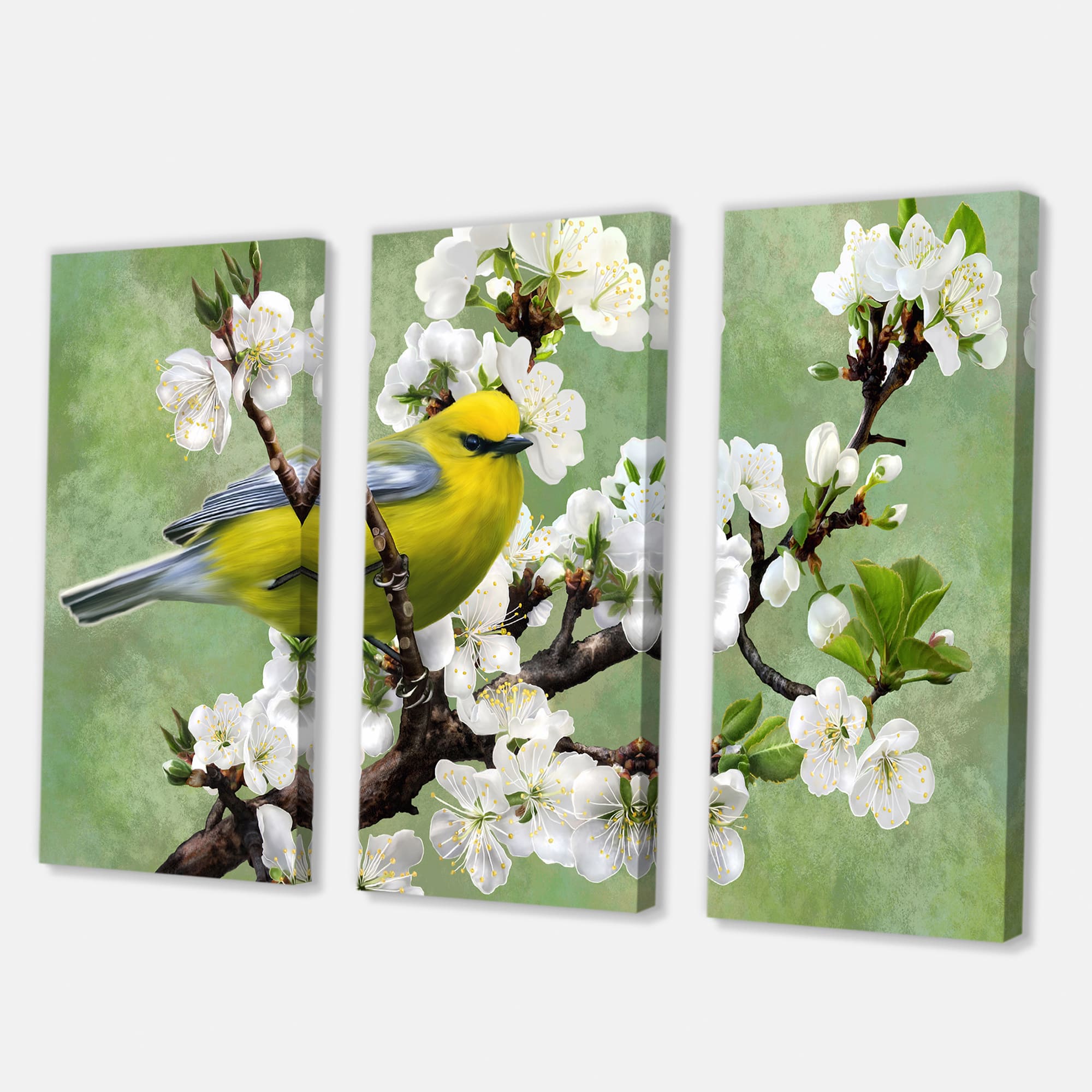 Designart - Bird On A Branch of Cherry
