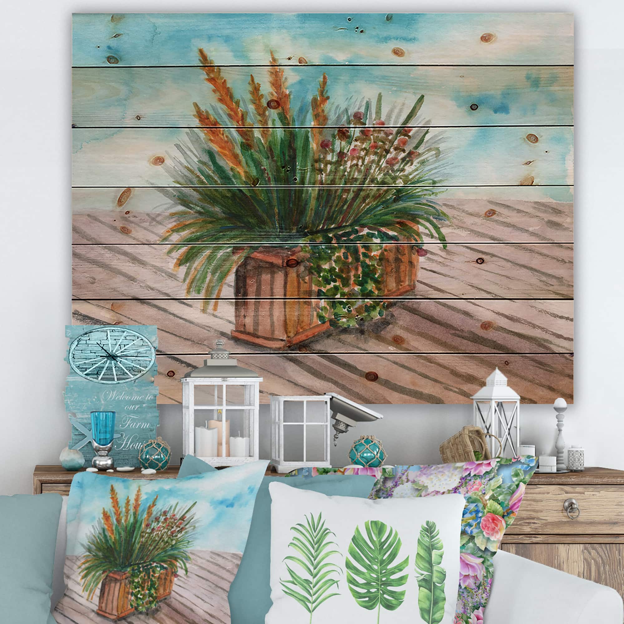 Designart - Yellow Spikelets of Houseplant With Green Stems