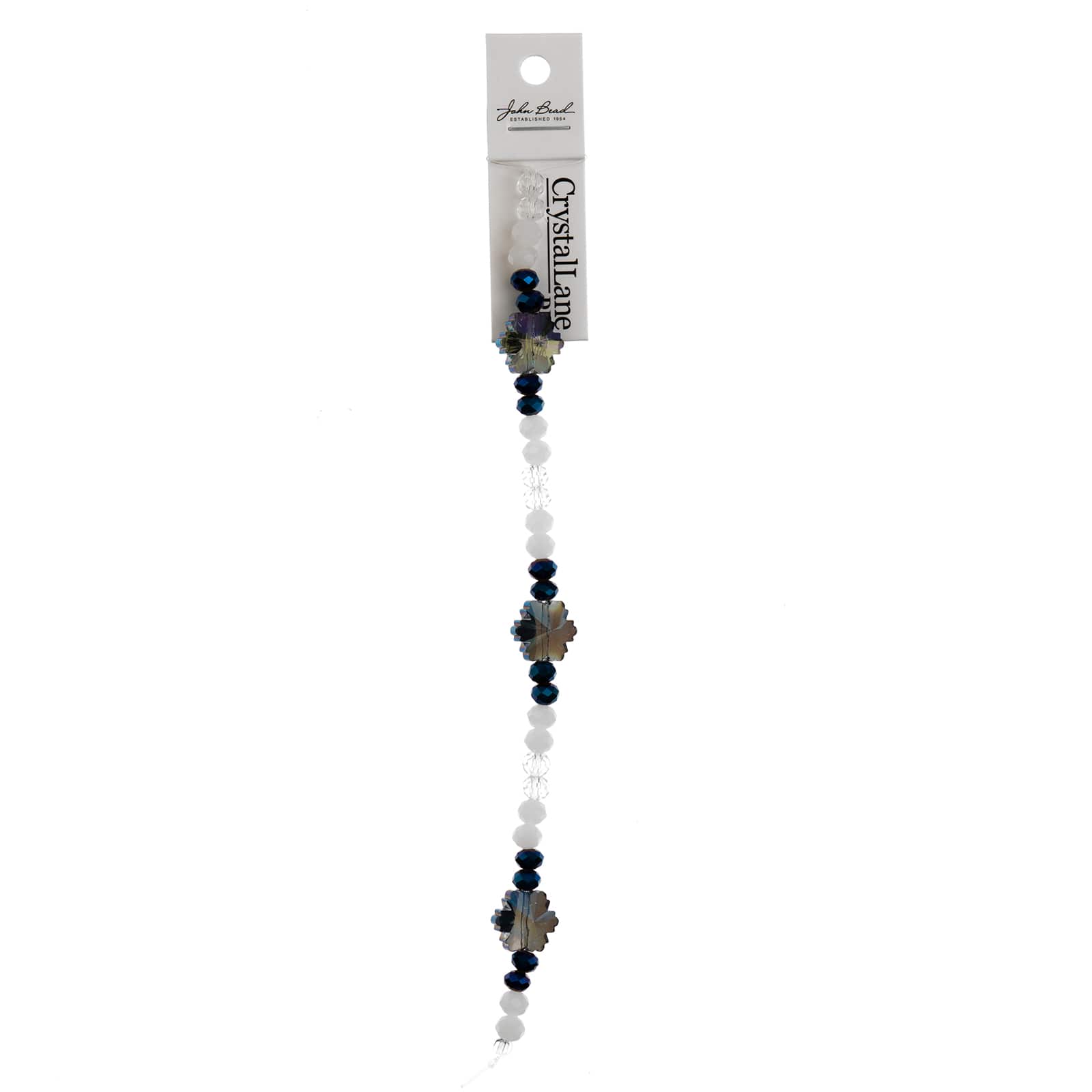 Crystal Lane DIY 7” Glass Blue Iceberg with White & Silver Beads Designer Holiday Christmas Bead Strand