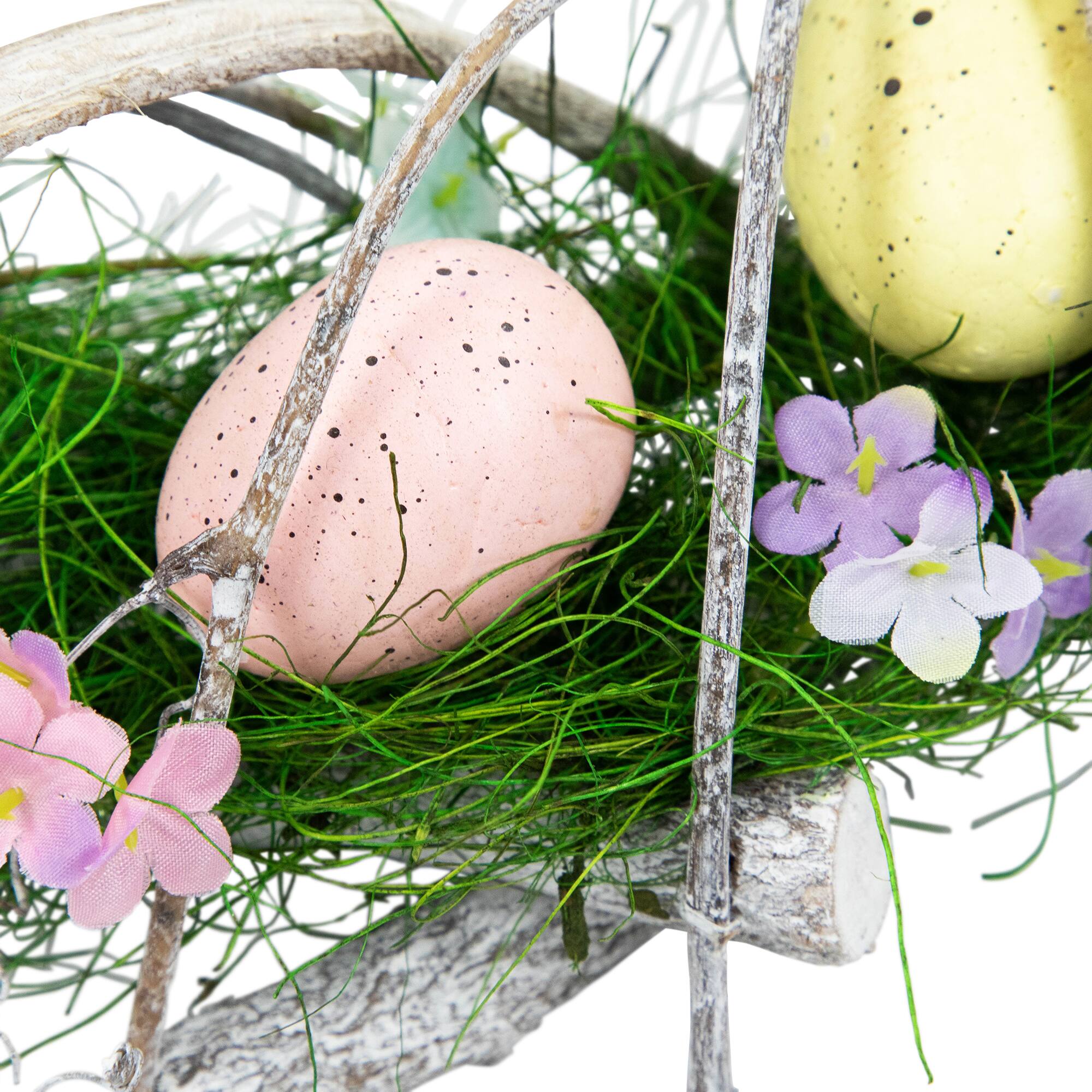 15" Speckled Eggs & Spring Flowers Easter Wreath