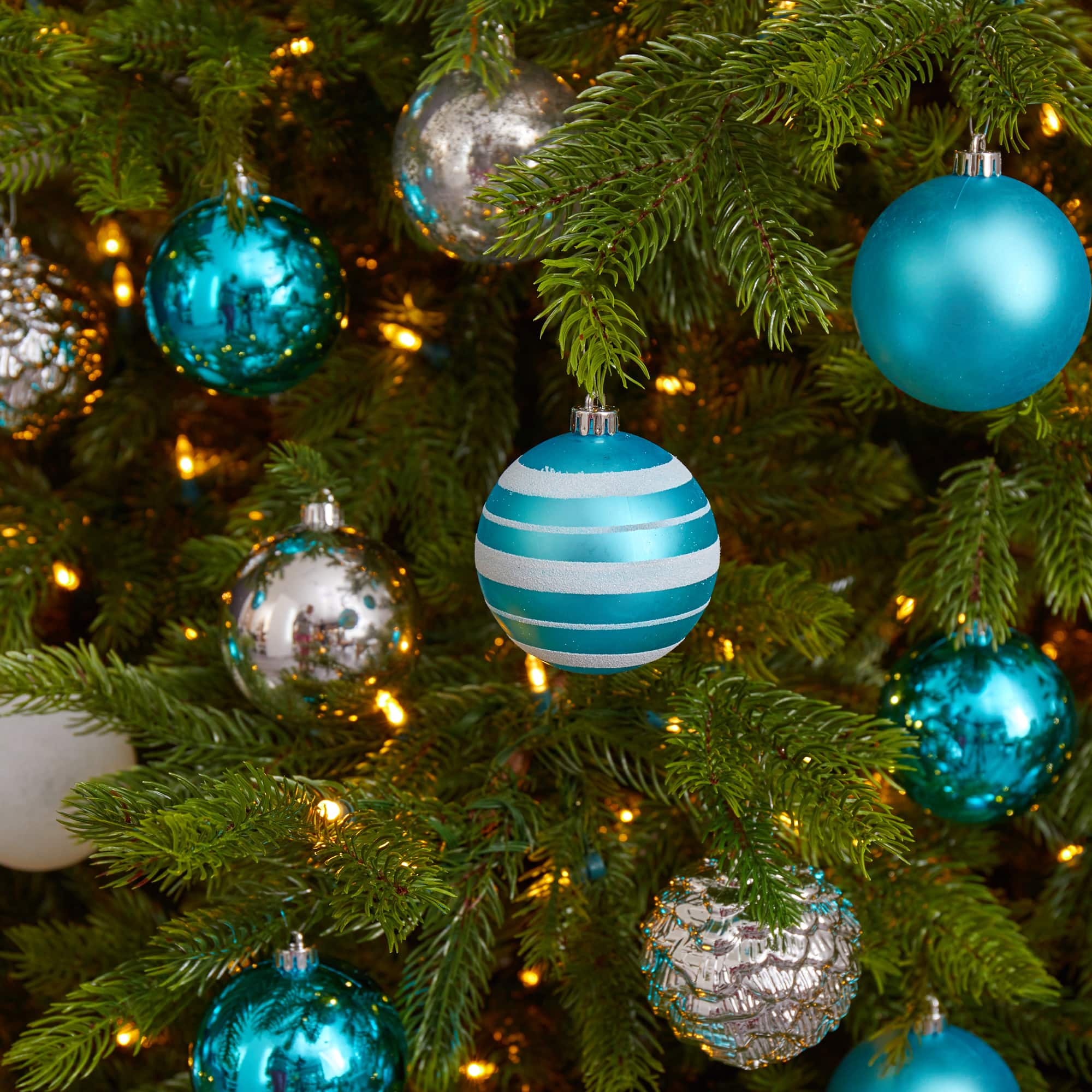 64ct. 3" Blue & Silver Shatterproof Ball Ornaments