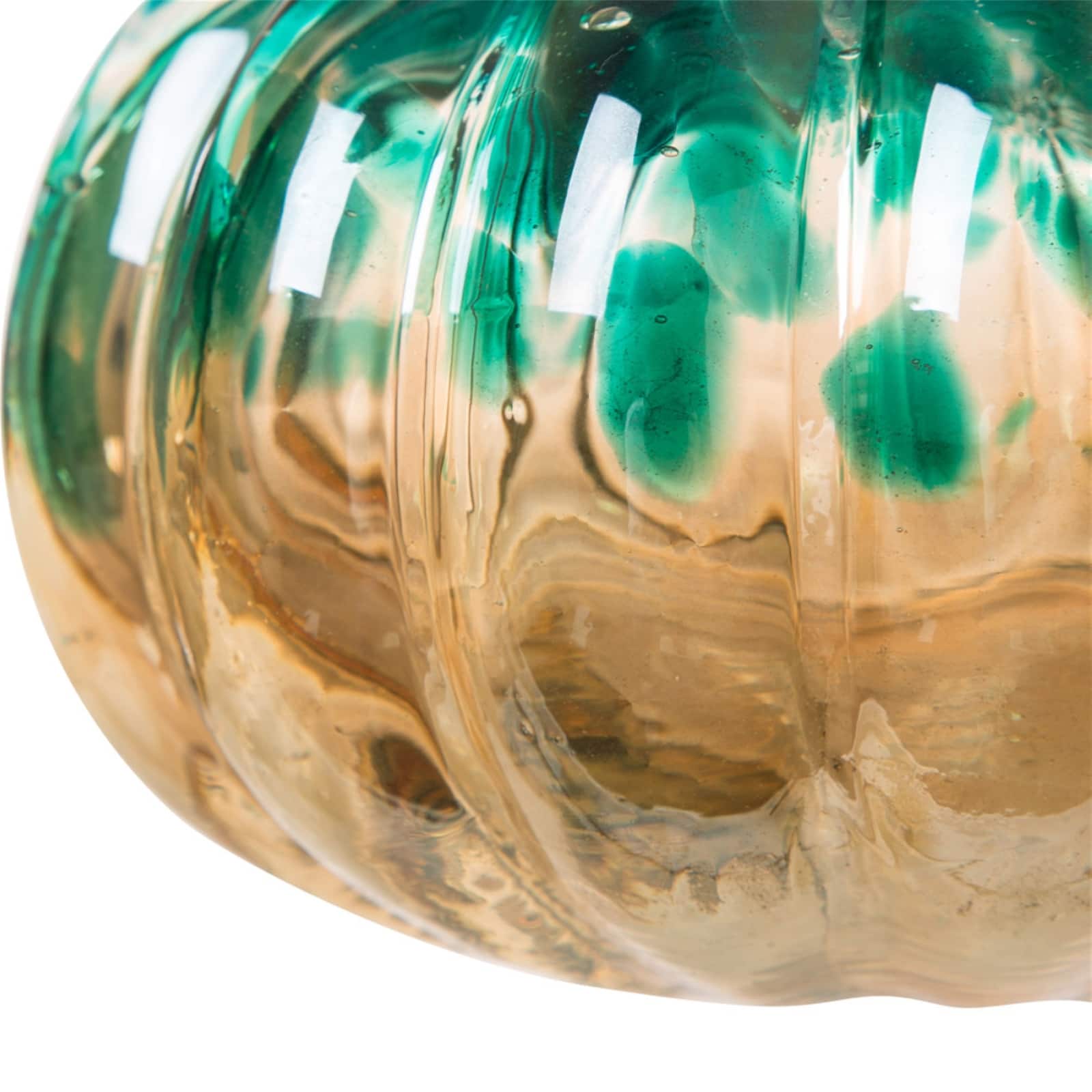 Glitzhome® Small Glitter Glass Pumpkin, Blue & Gold