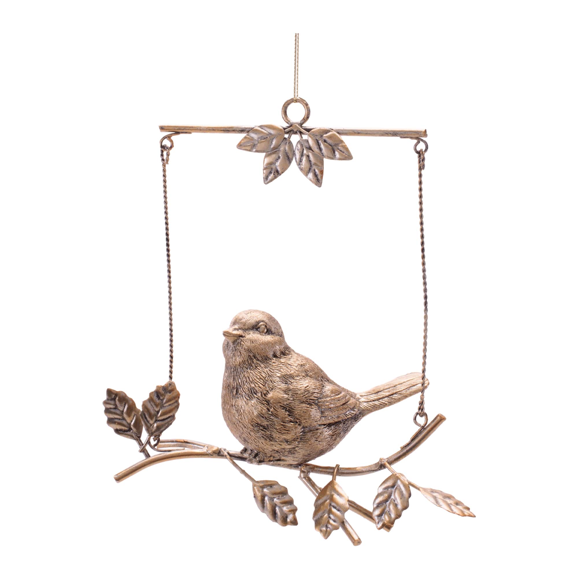 Melrose 7" Gold Bird on Branch Hanging Ornaments, 4ct.