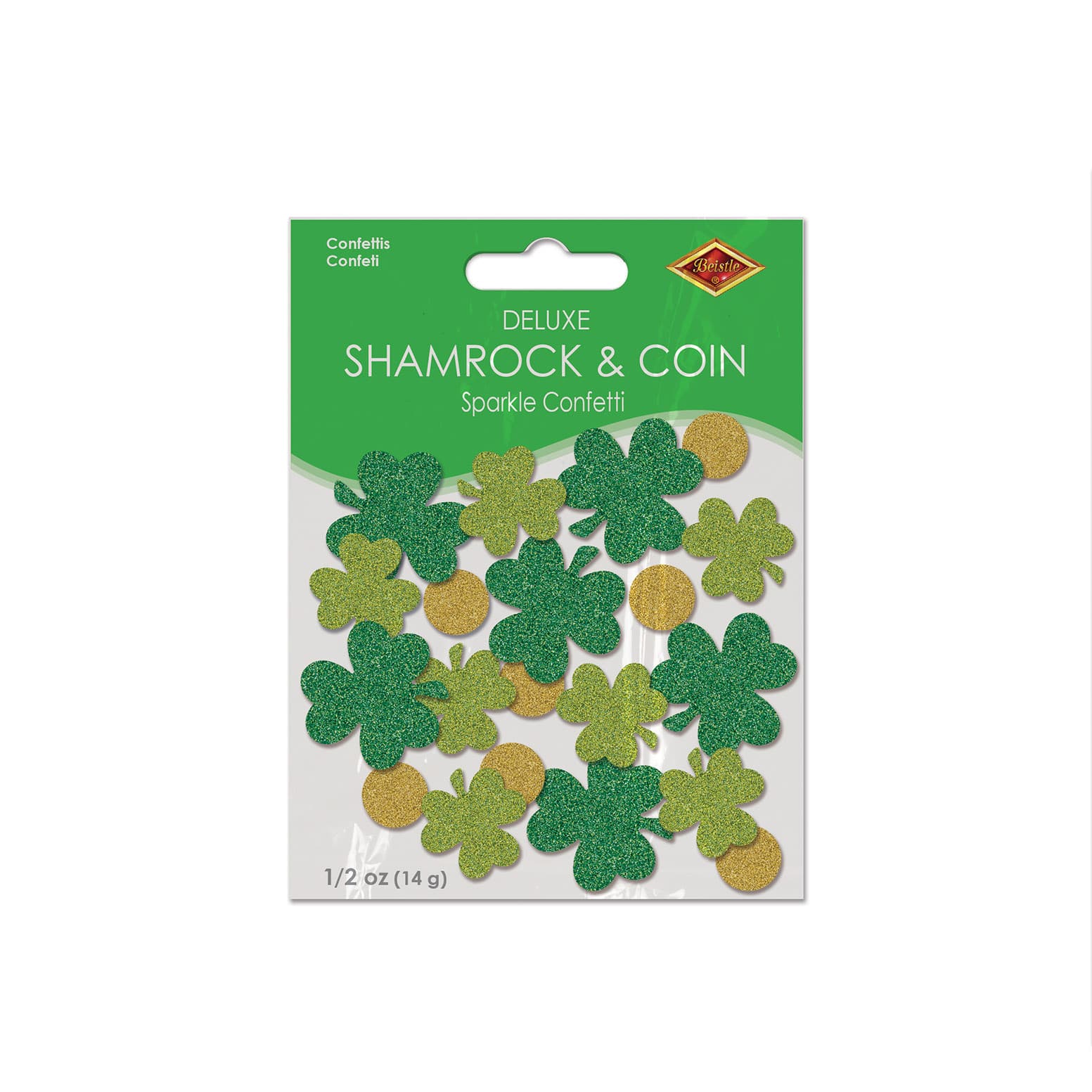 Beistle 1/2oz. Shamrock & Coin Deluxe Sparkle Confetti Packs, 2ct.