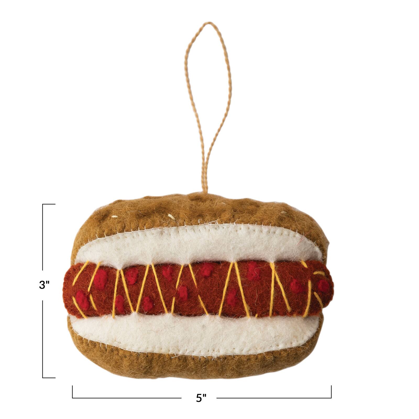 Hello Honey® Handmade Wool Felt Hot Dog Ornament