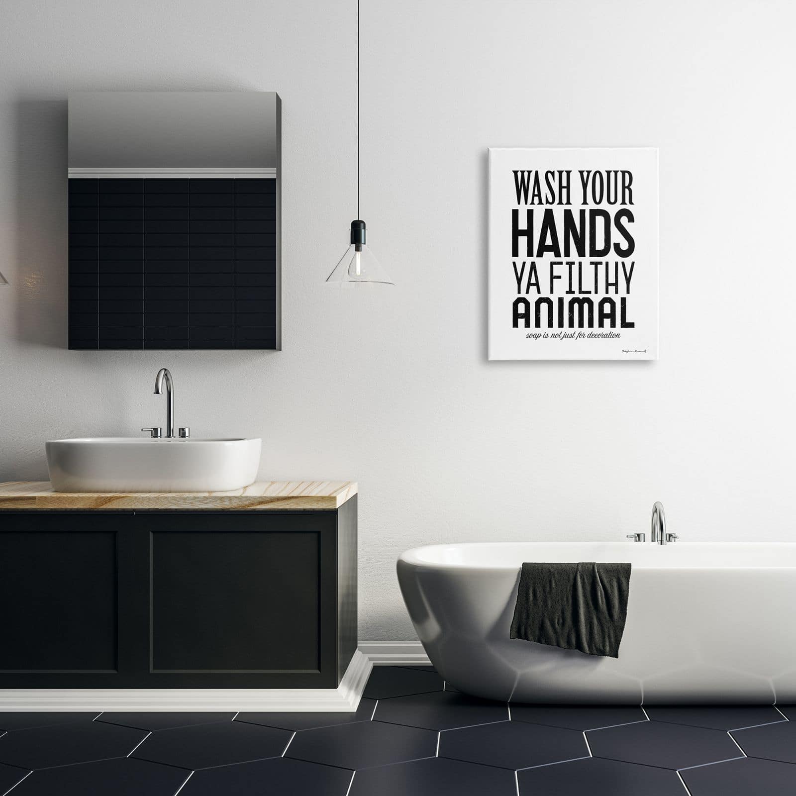 Stupell Industries Wash Your Hands Ya Filthy Animal Funny Bathroom Canvas Wall Art