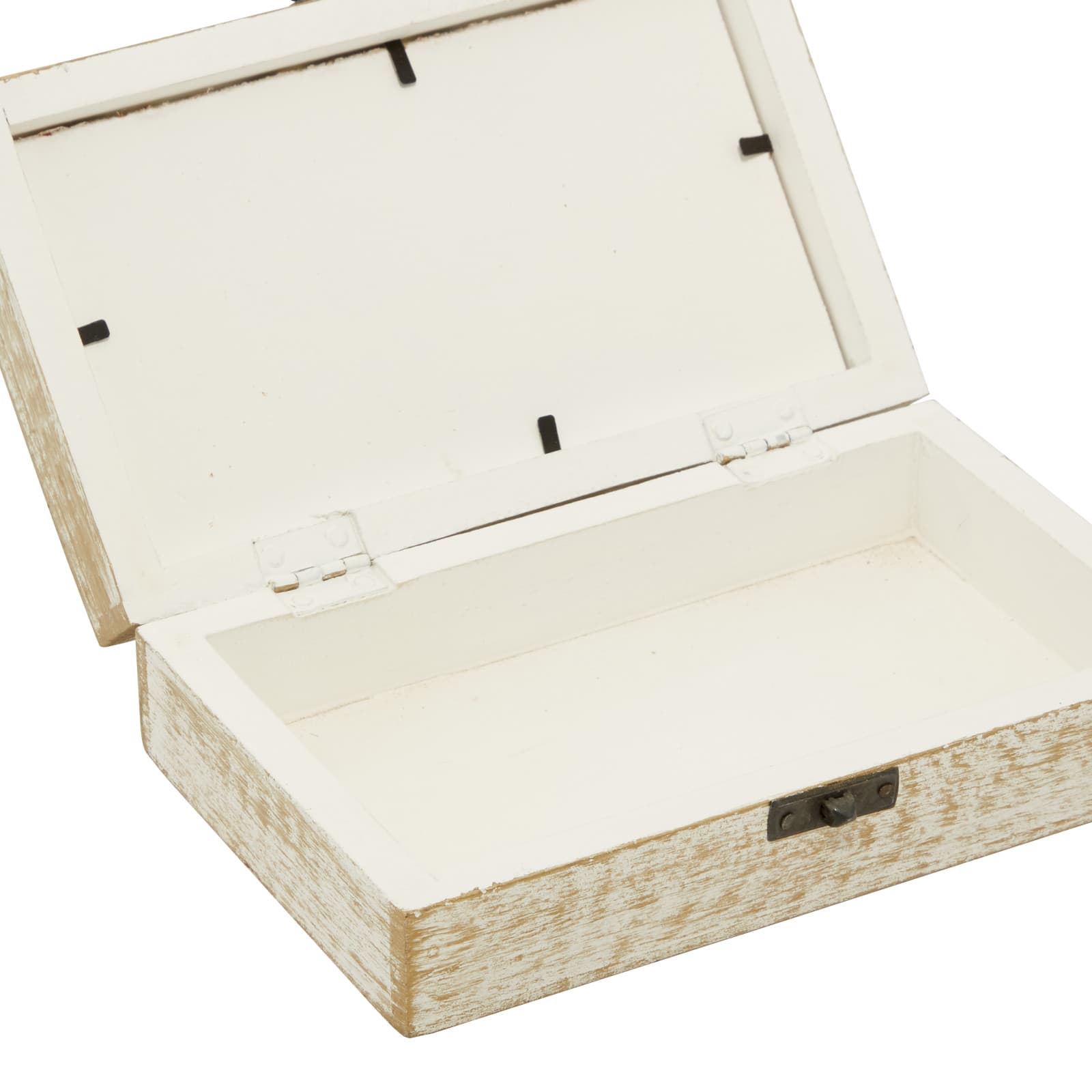 Distressed White Wooden Filigree Decorative Box Set