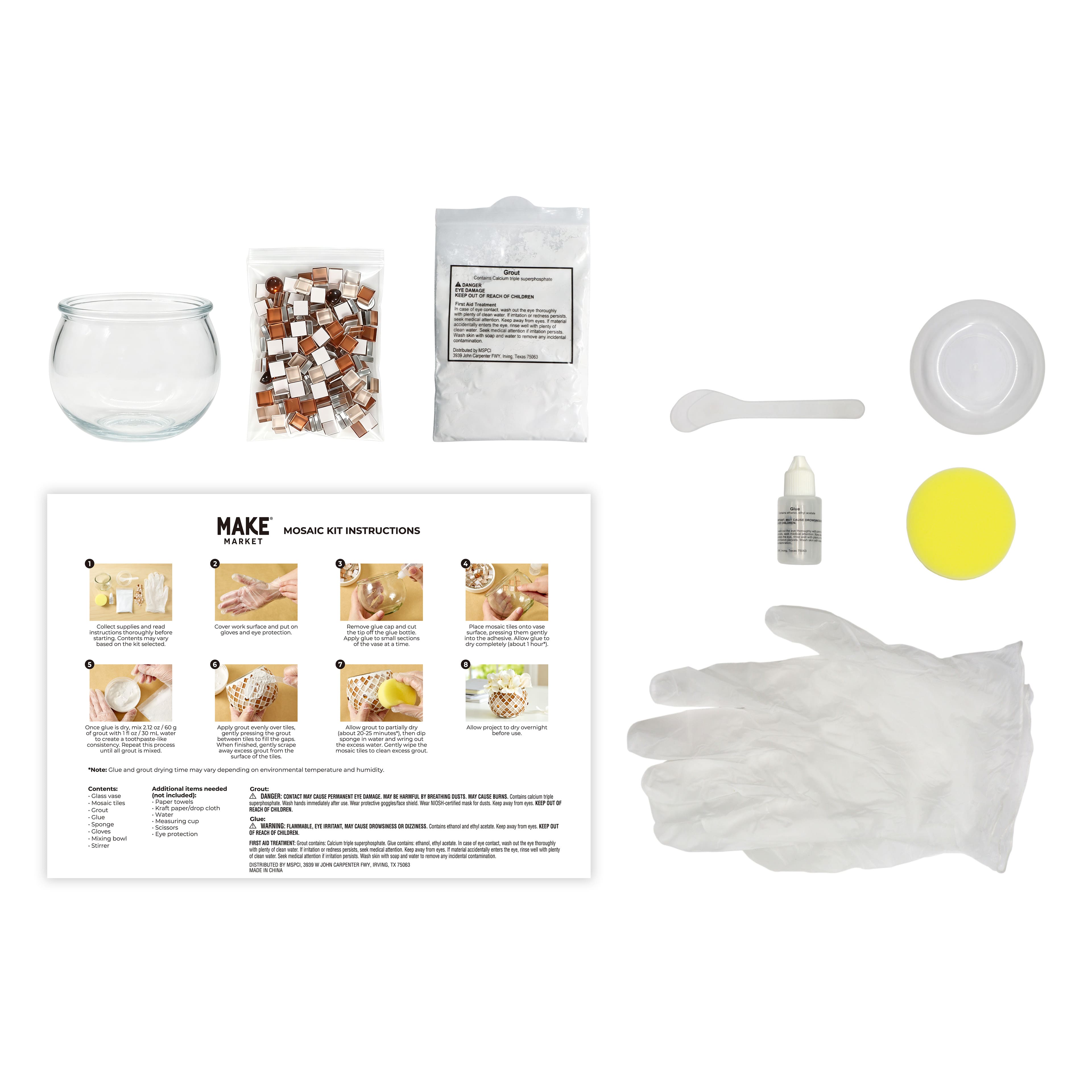 4" Glass Vase Neutral Mosaic Kit by Make Market®