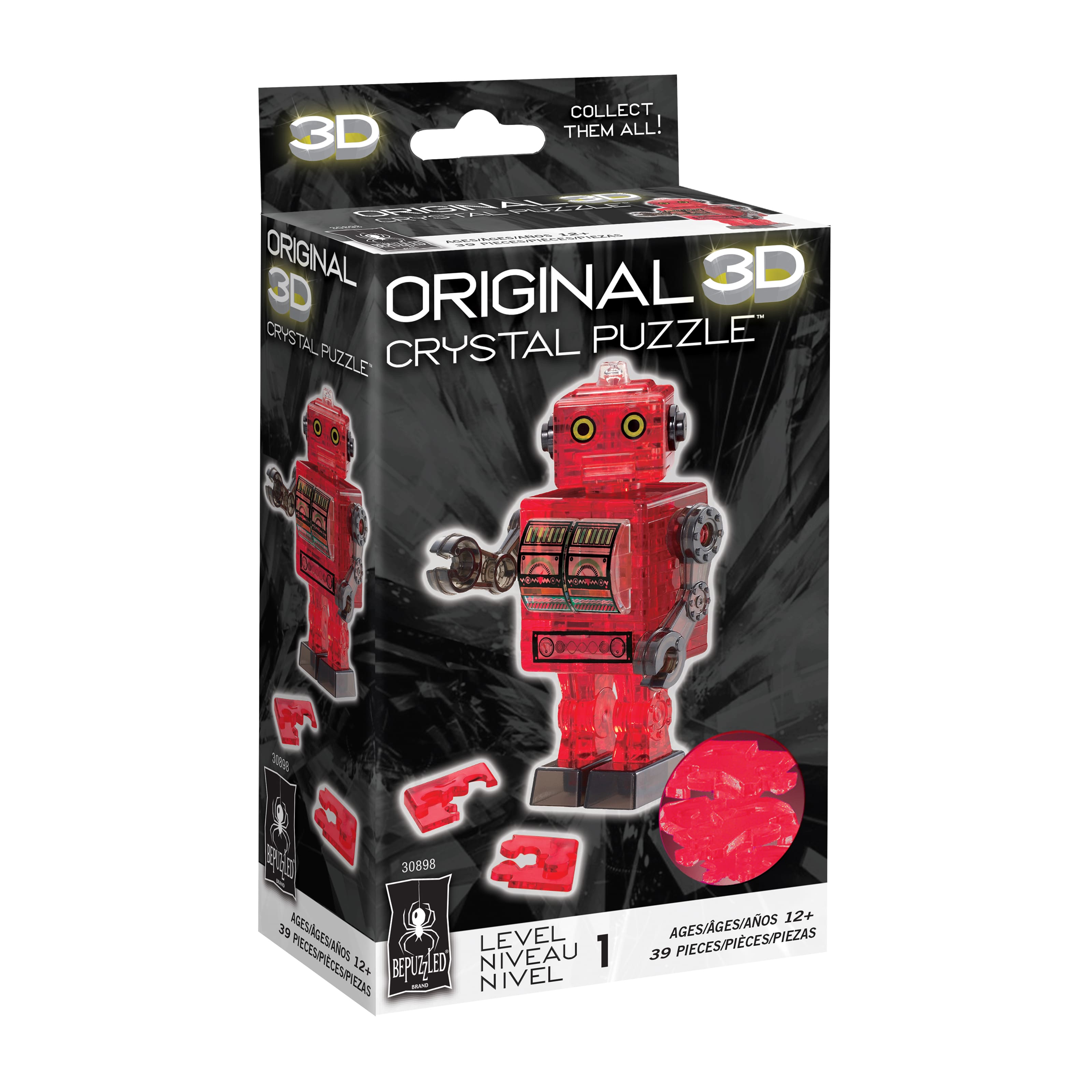 Original 3D Crystal Puzzle™ Tin Robot Red 39 Piece Puzzle