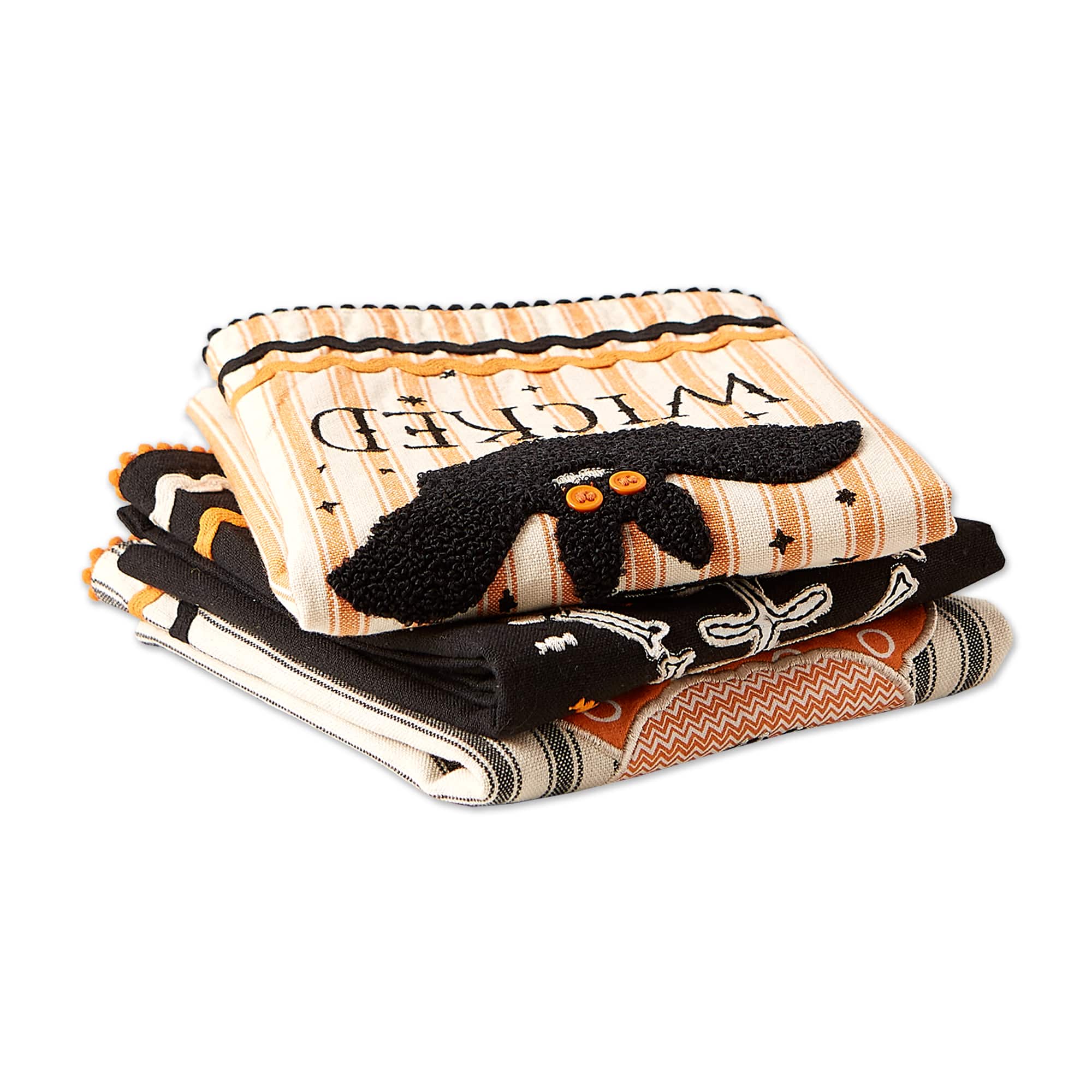 DII® Embellished Halloween Happy Haunting Wicked Treats Dishtowels Set