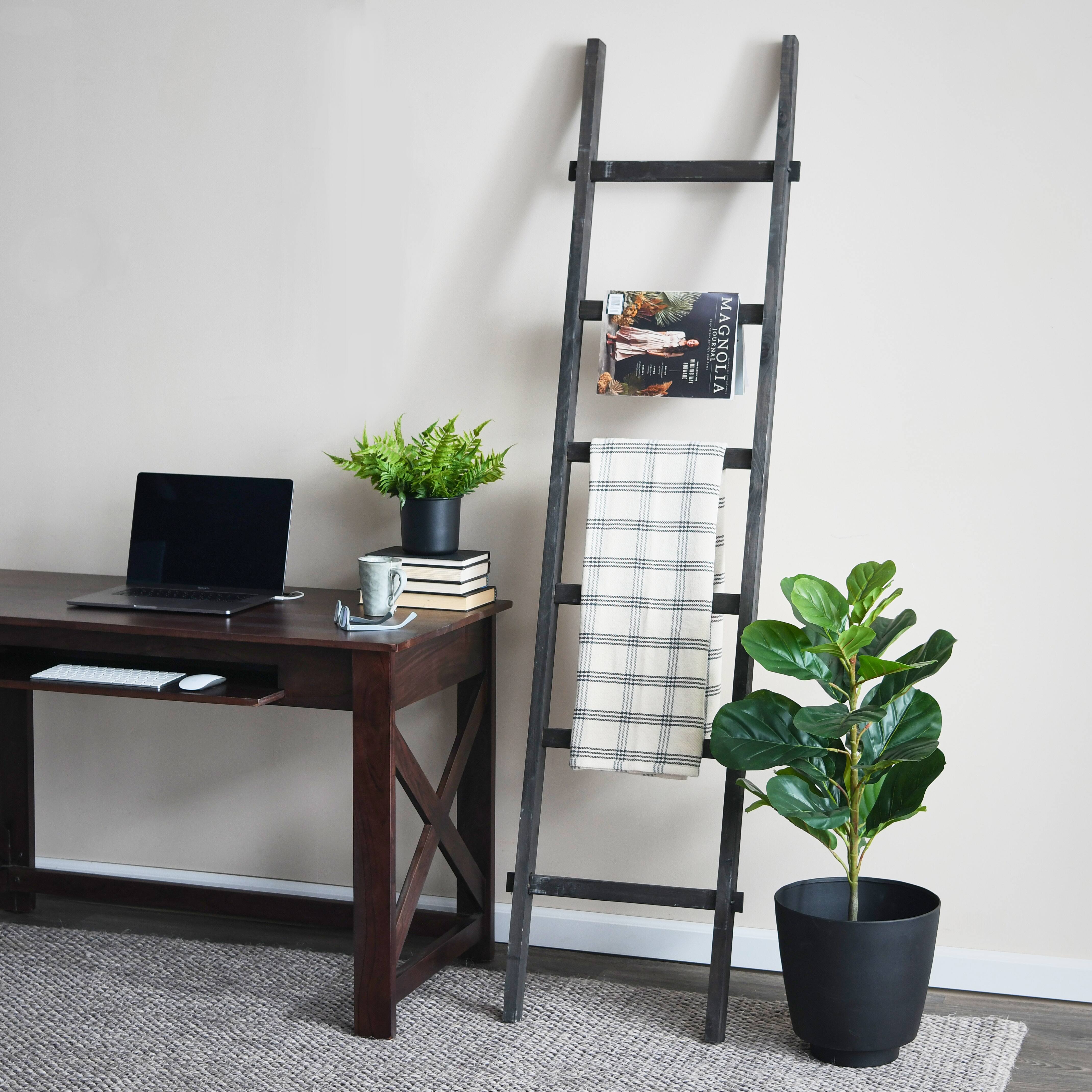 Hello Honey® 76.8" Black Wood Decorative Blanket Ladder