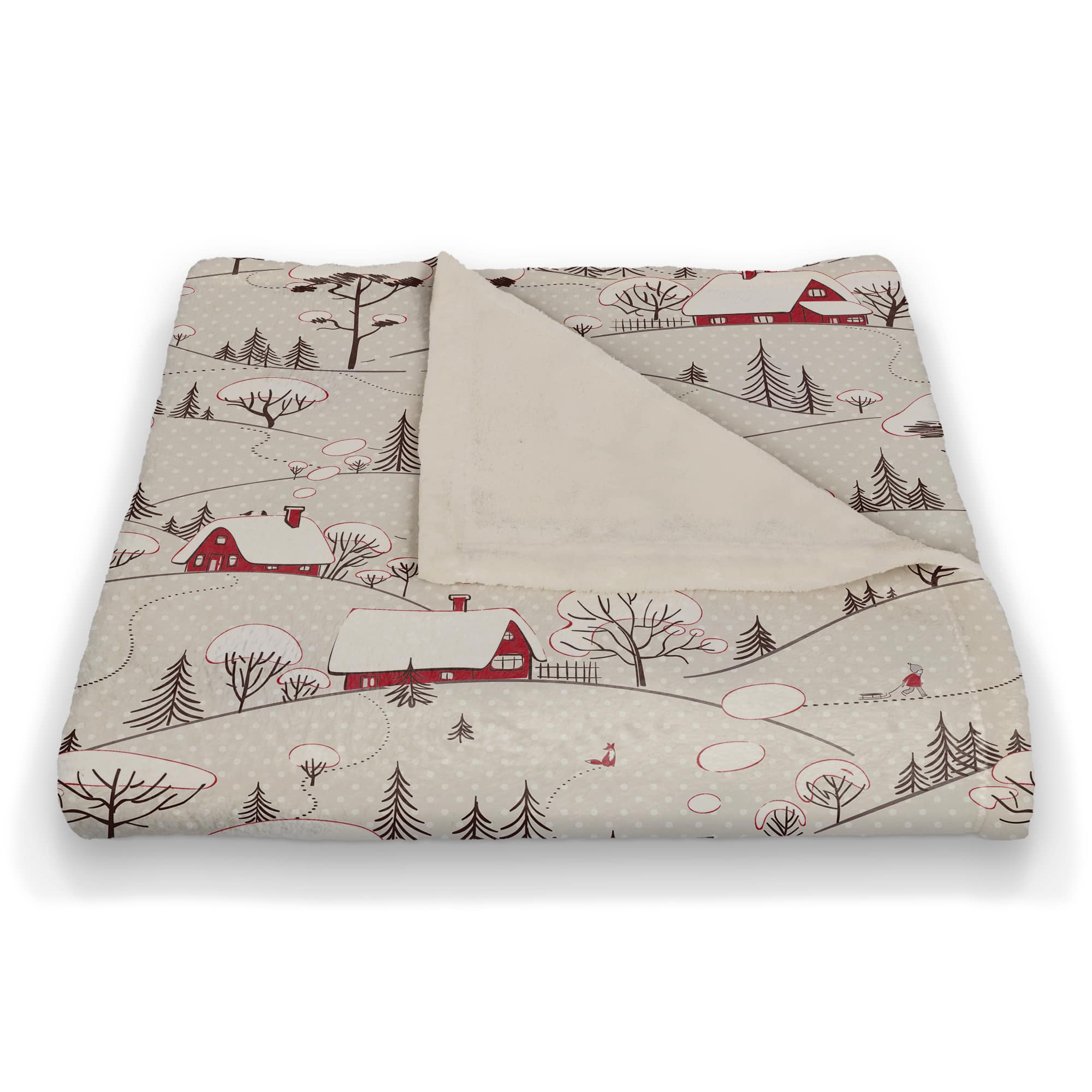 Snowy Village 50x60 Coral Fleece Blanket