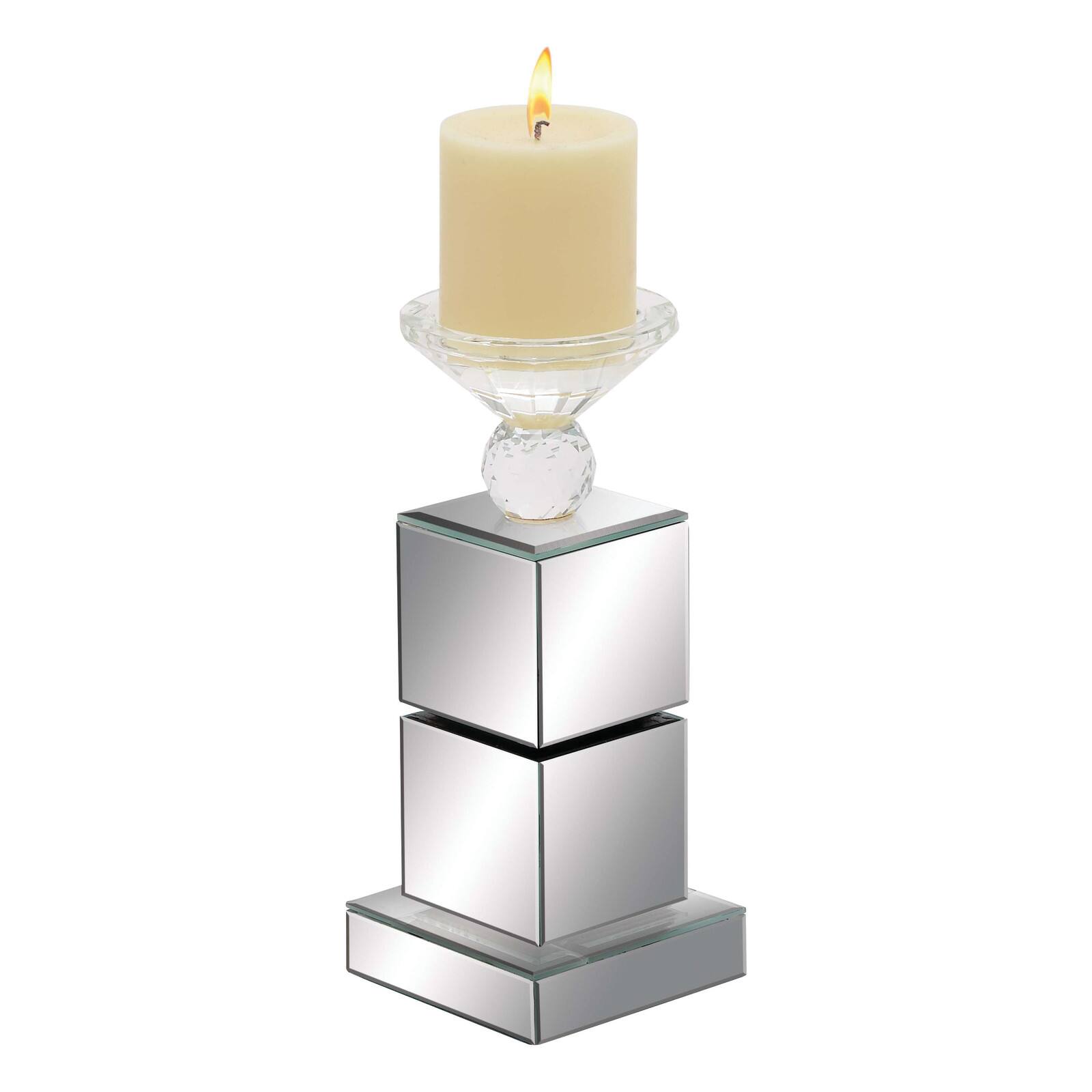10" Clear Reflective Mirror Glam Candlestick Holder
