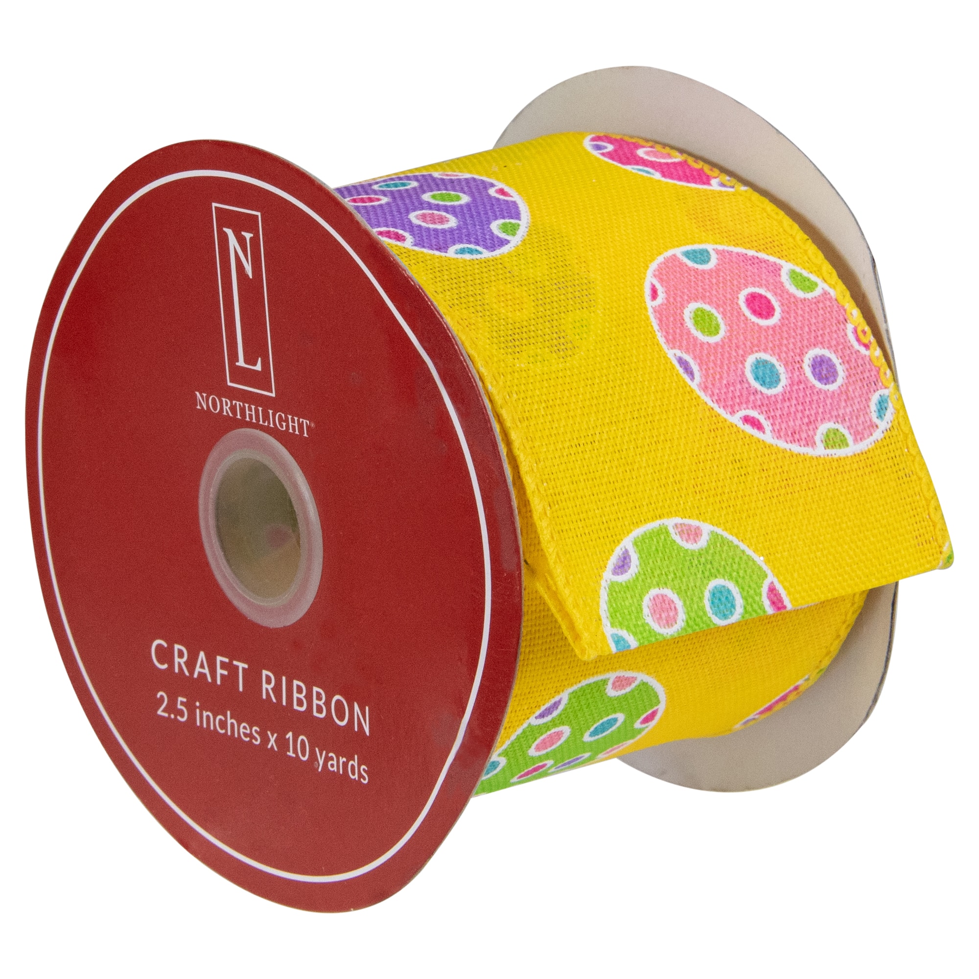 2.5" x 10yd. Easter Egg Design Wired Spring Craft Ribbon