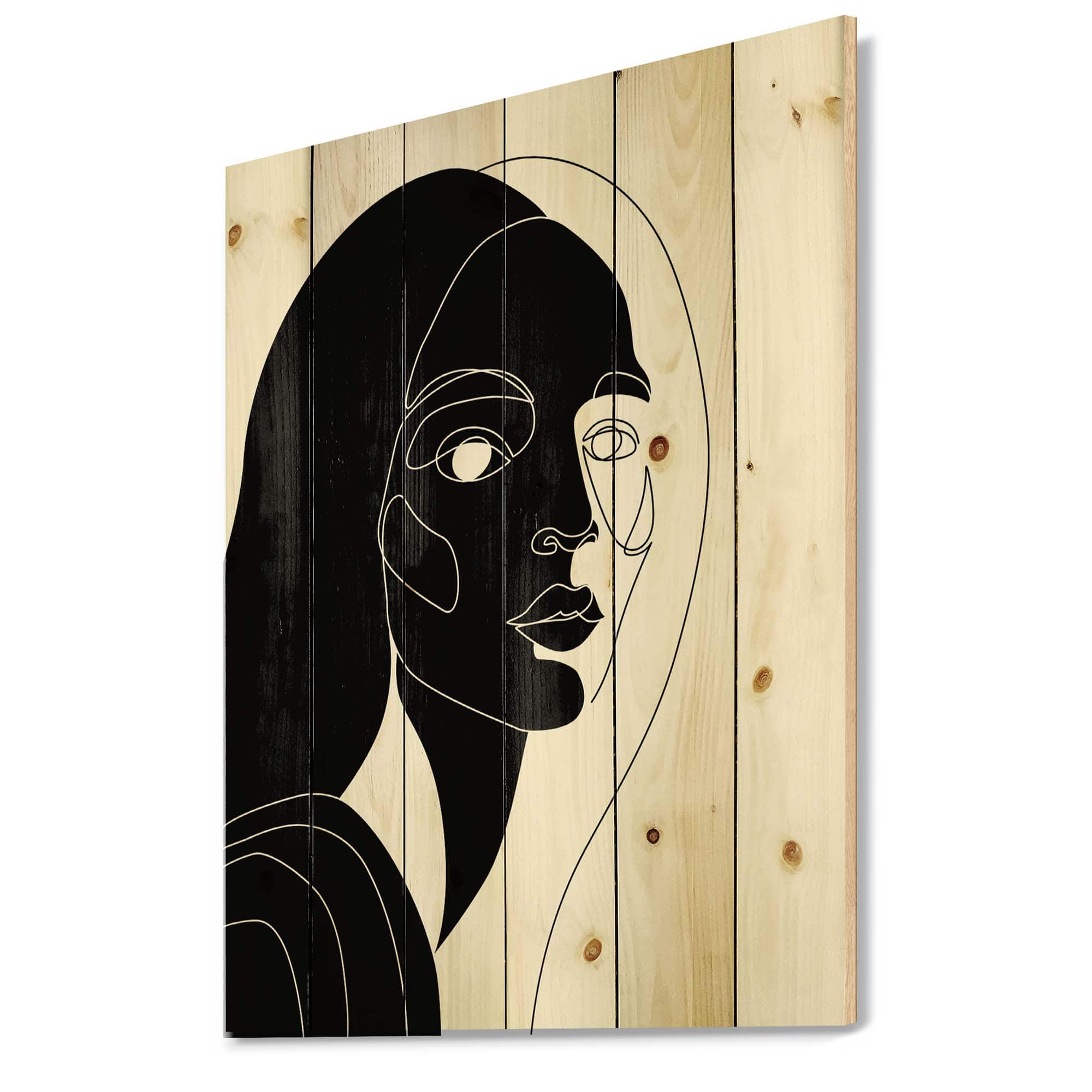 Designart - Retro Monochrome Minimal Portrait of Young Woman