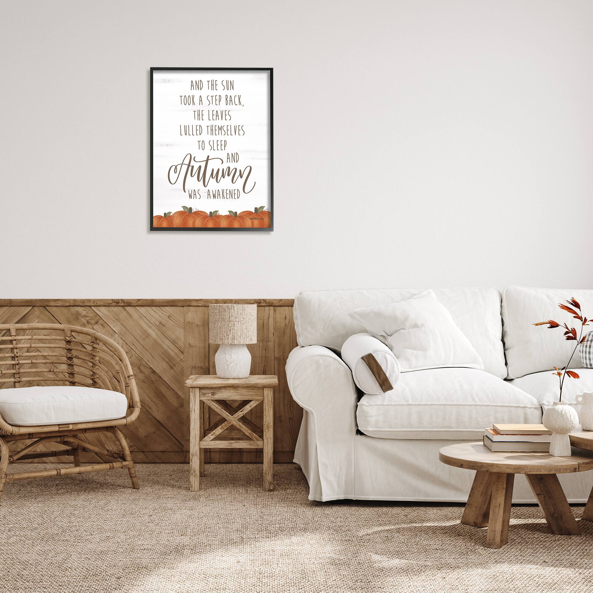 Stupell Industries Autumn Awakened Phrase Framed Giclee Art