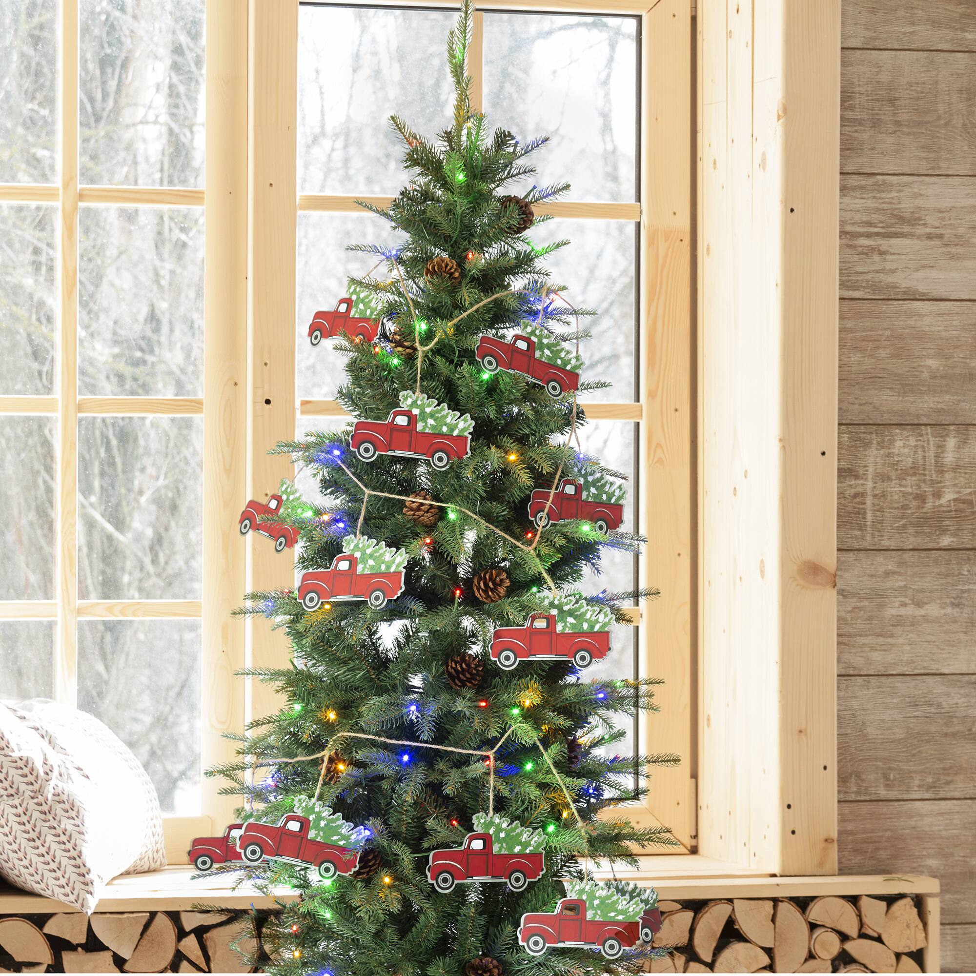 Glitzhome® 6ft. Metal Red Truck Garland Set