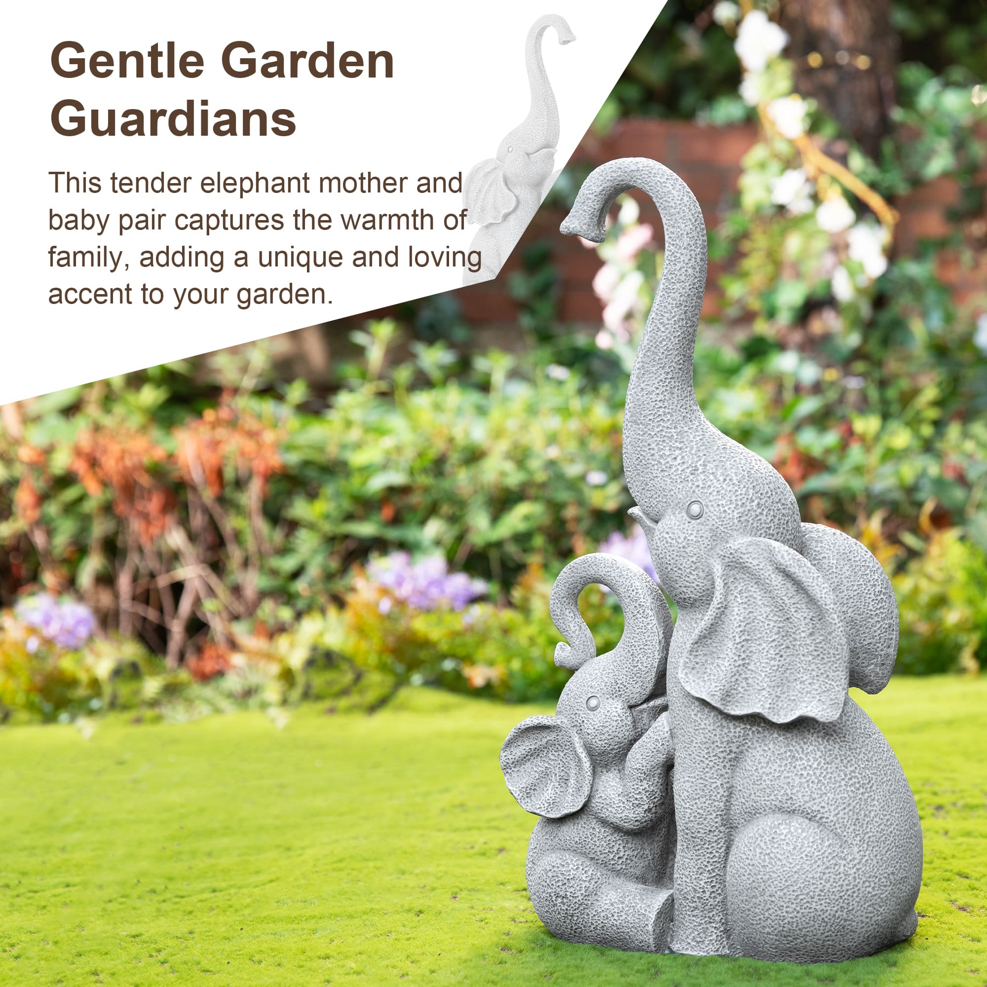 Glitzhome® 18.25" Resin Mother and Baby Elephant Statue