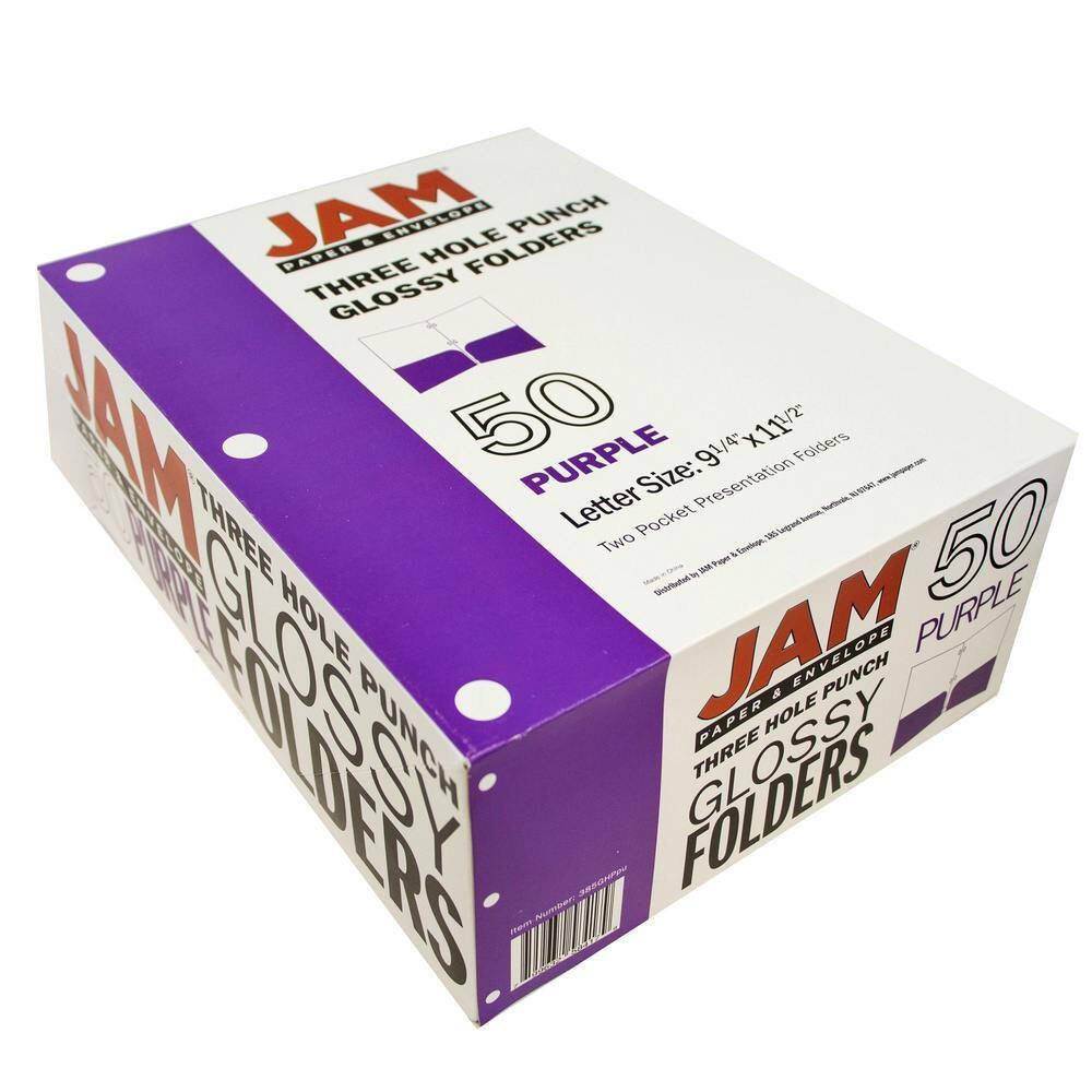 JAM Paper Laminated 2-Pocket Glossy 3-Hole Punch School Folders, 6ct.