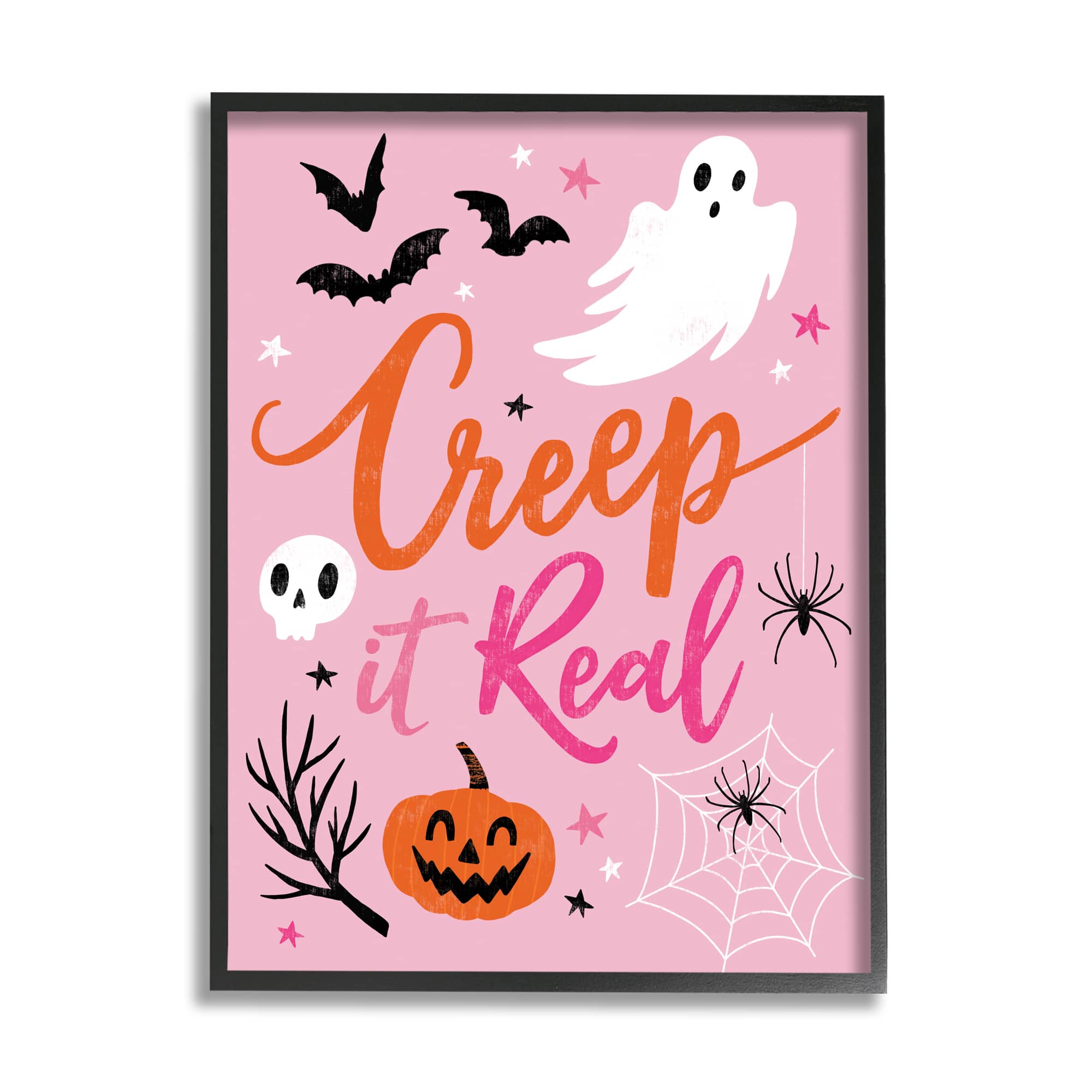Stupell Industries Creep It Real Pink Halloween Phrase Framed Giclee Art