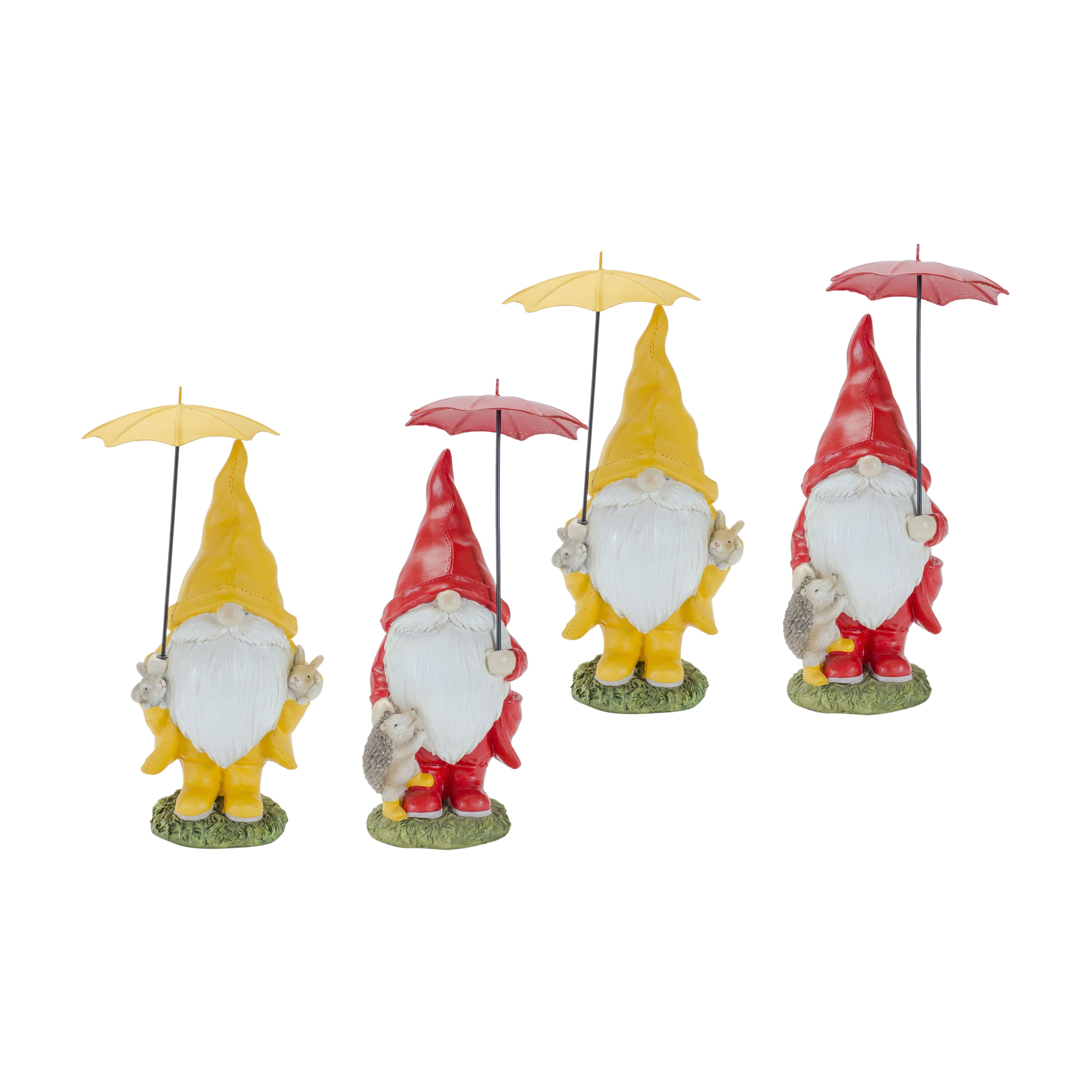 Garden Gnomes with Umbrellas & Woodland Animals Set
