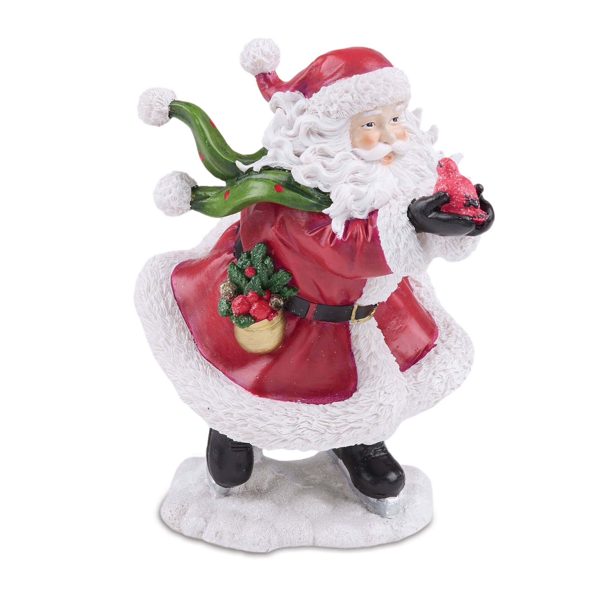 Melrose 8.25" Windy Santa with Cardinal Bird Figurine Set