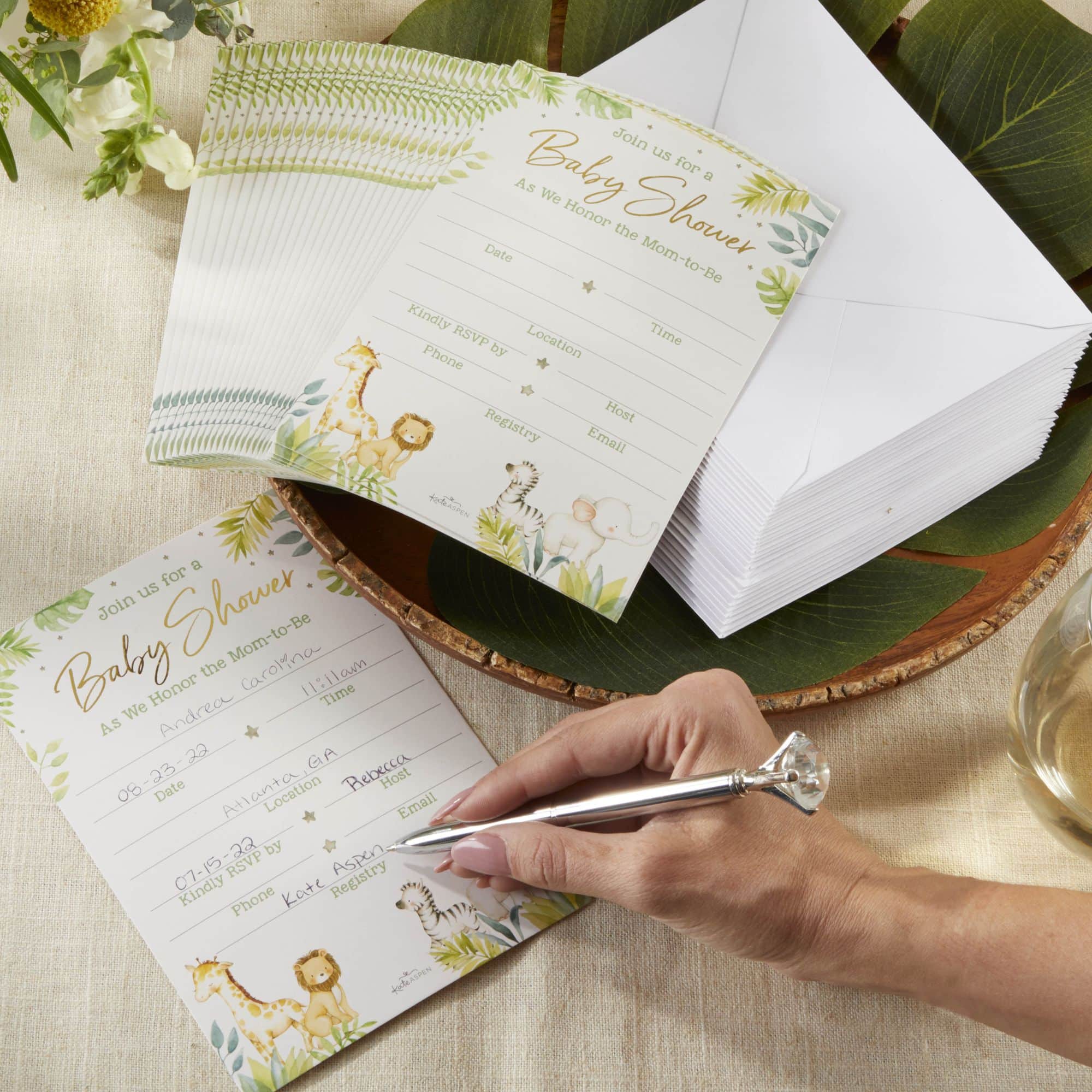 Kate Aspen Safari Baby Shower Invitation & Thank You Card Bundle Set