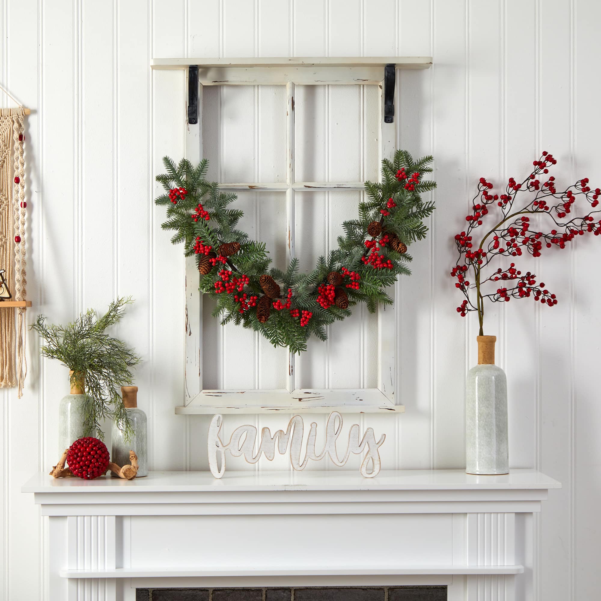3ft. Pines, Red Berries & Pinecones Christmas Garland