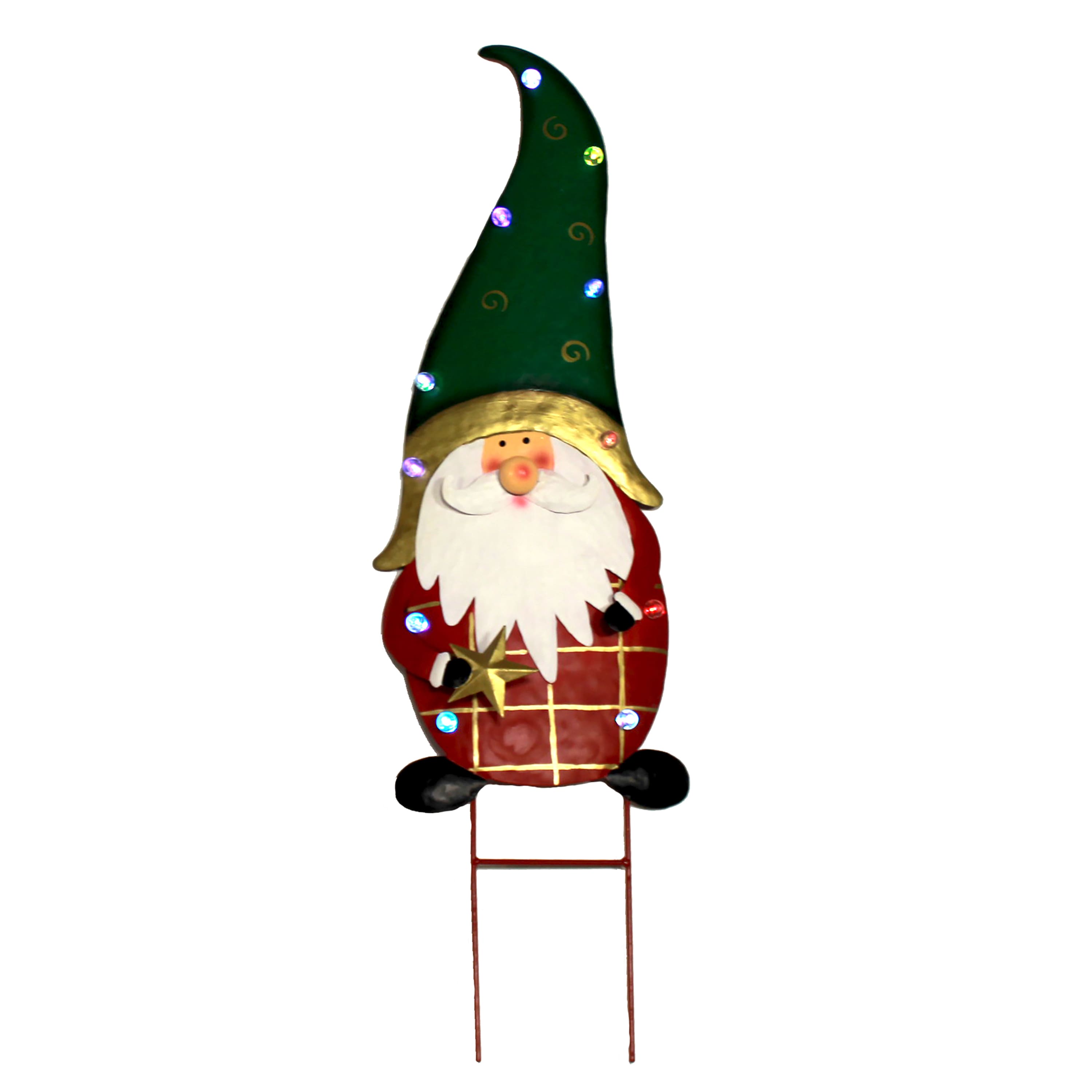 32" Metal Santa Holding Star Christmas Yard Stake with LED Lights