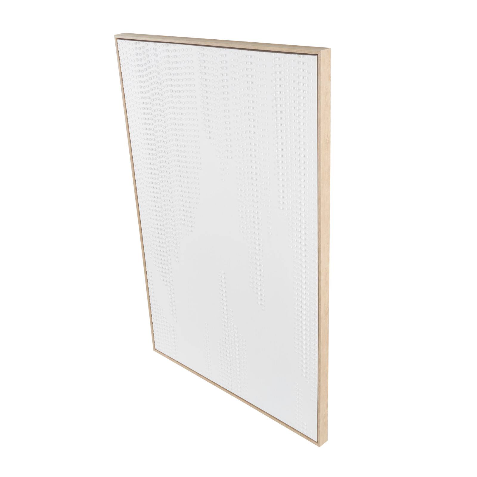 White wooden abstract dimensional dot home wall décor with brown wooden frame