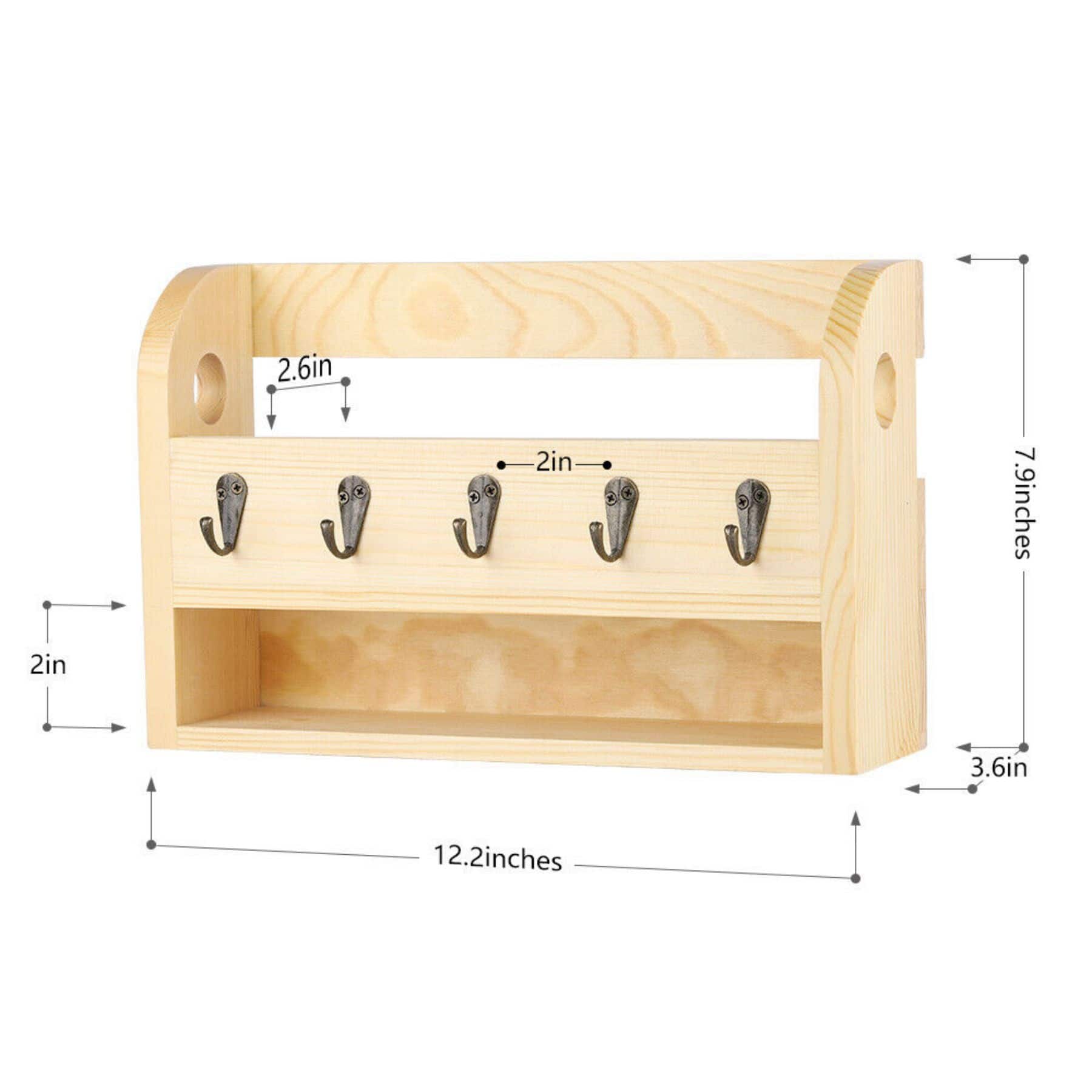 NEX™ Brown Wood Wall Mounted Mail & Key Holder