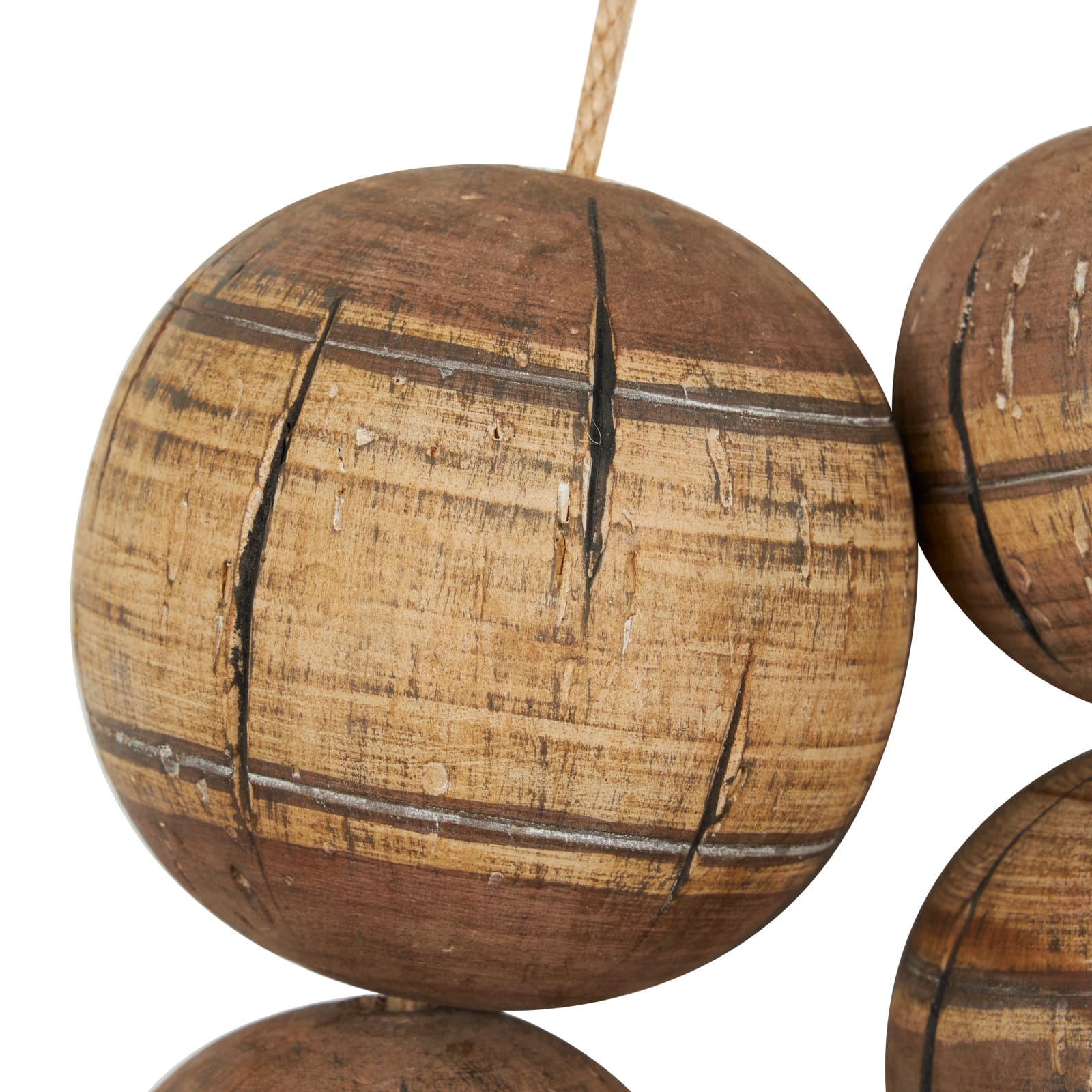 Distressed Brown Handmade Striped 6 Strung Buoy Wall Décor