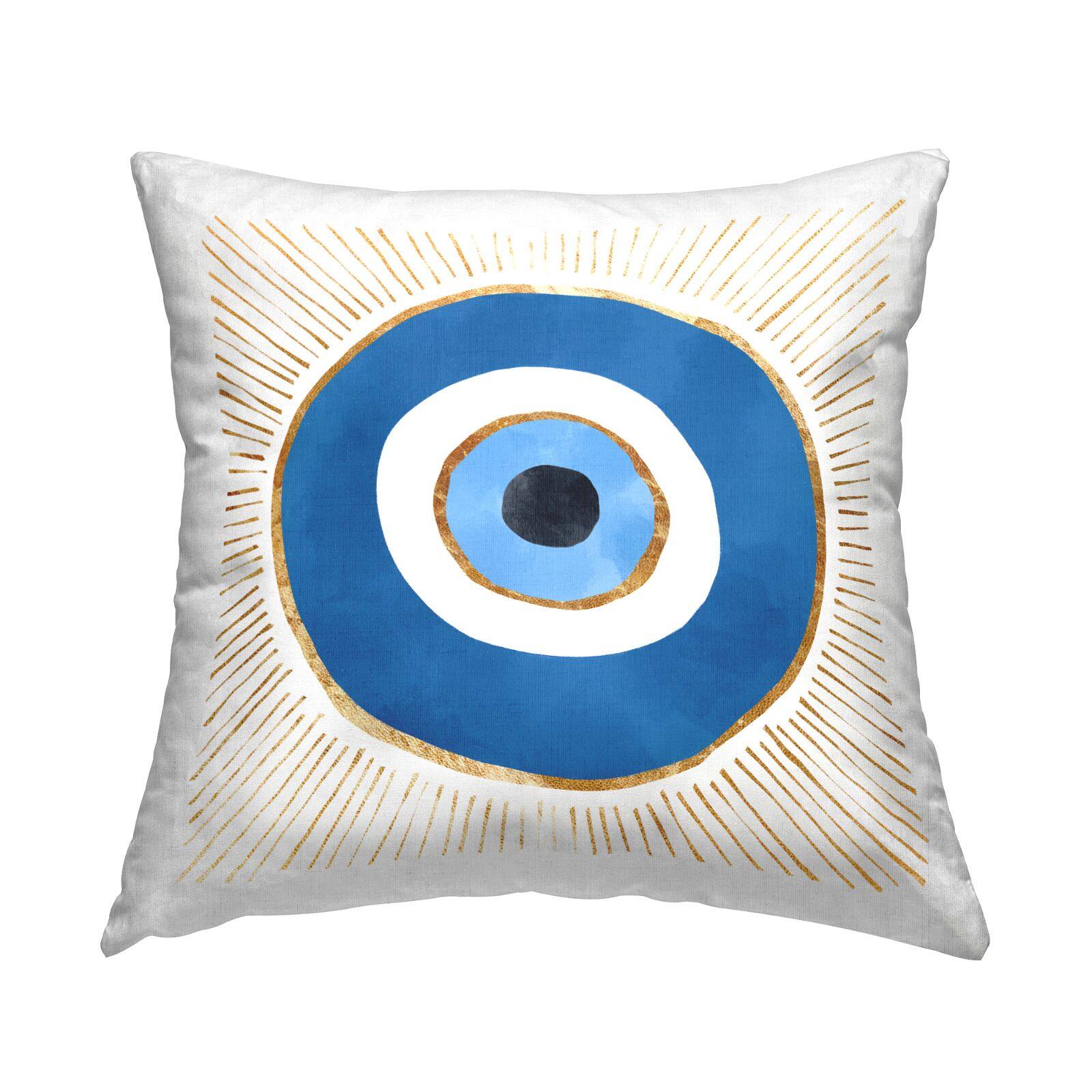 Stupell Industries Blue Spiritual Evil Eye Symbol Pattern Throw Pillow, 18" x 18"