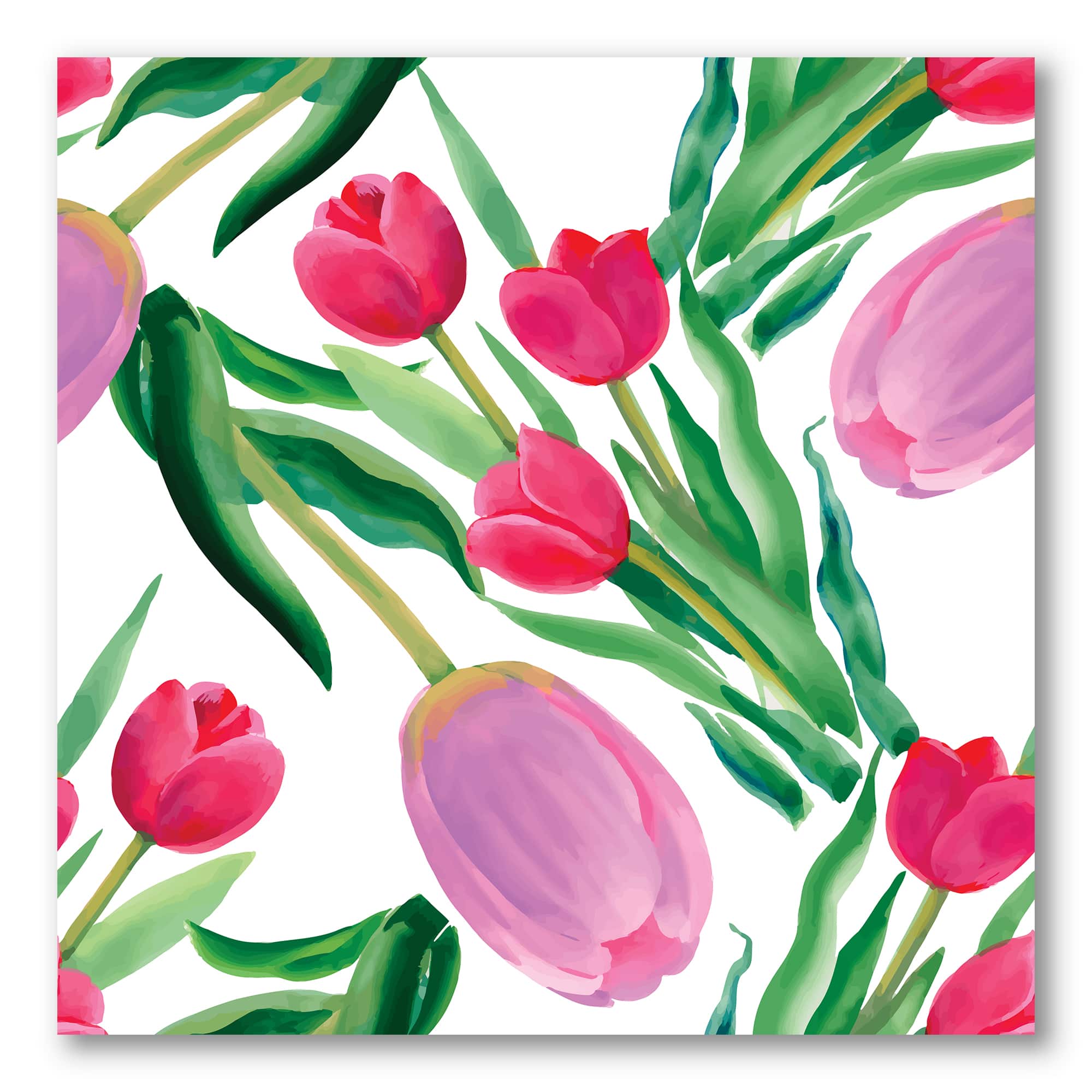 Designart - Blooming Beautiful Pink Tulips Flowers - Traditional Canvas Wall Art Print