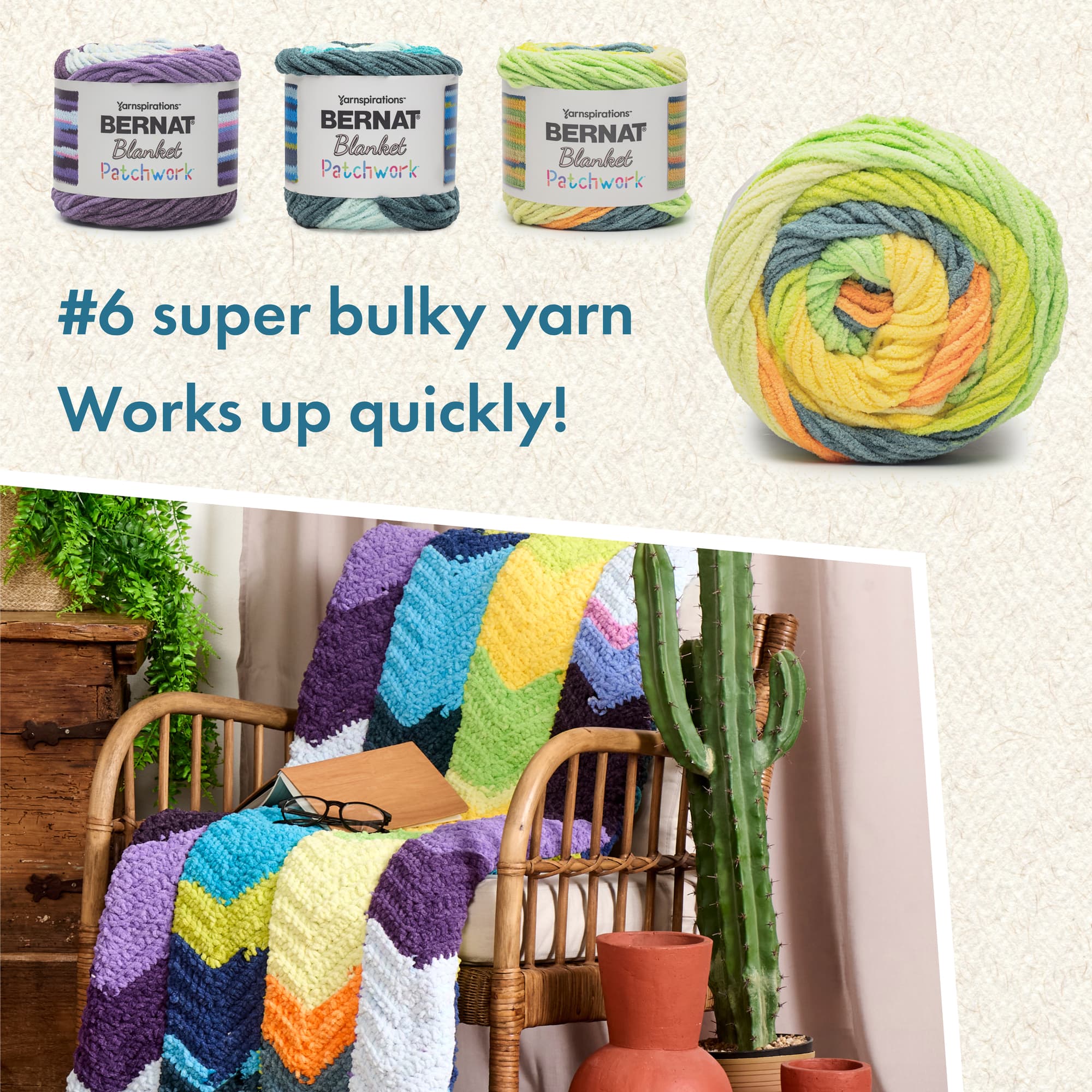 2 Pack Bernat® Blanket Patchwork™ Yarn