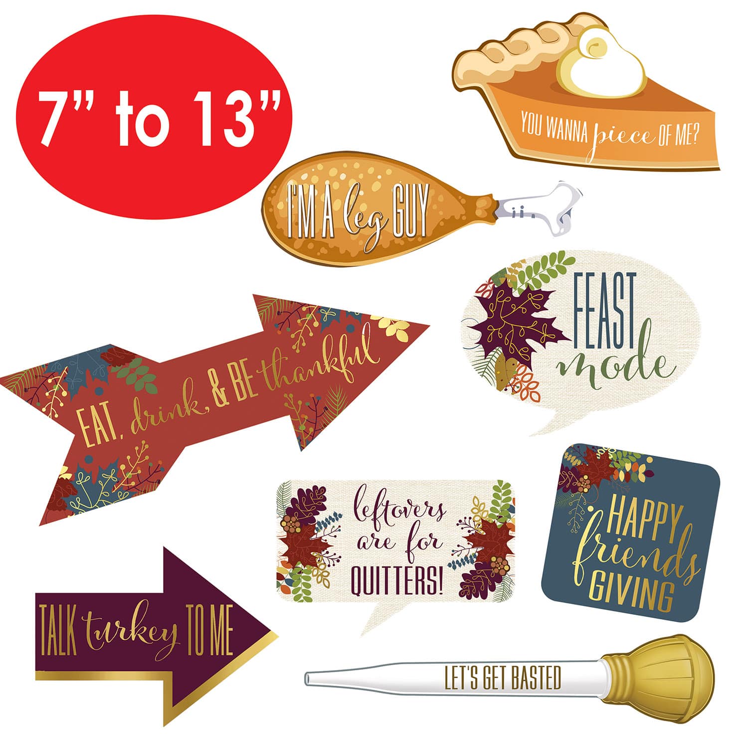 Beistle Friendsgiving Photo Fun Foil Signs, 2 Packs of 7