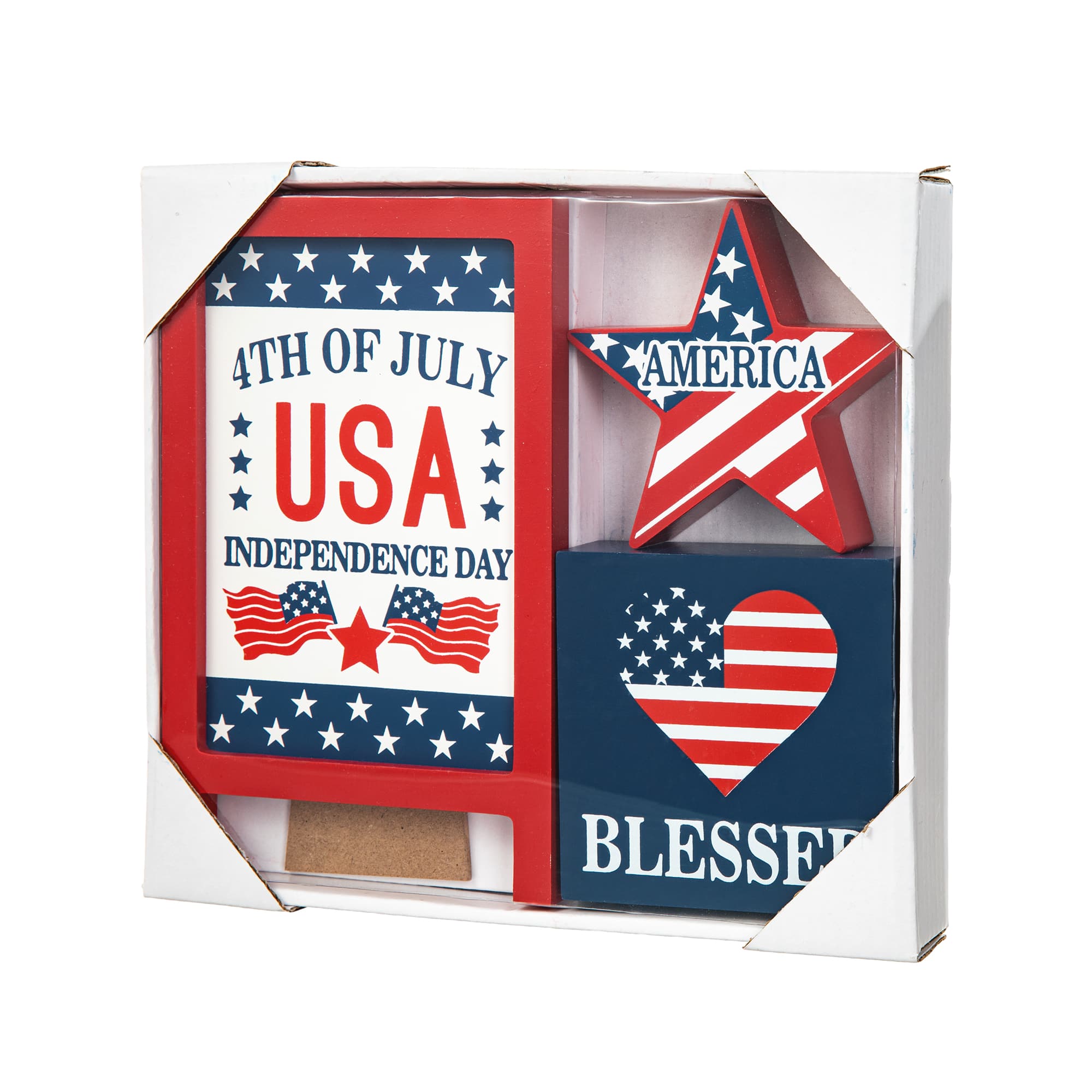 Glitzhome® Patriotic Americana Tabletop Sign Set