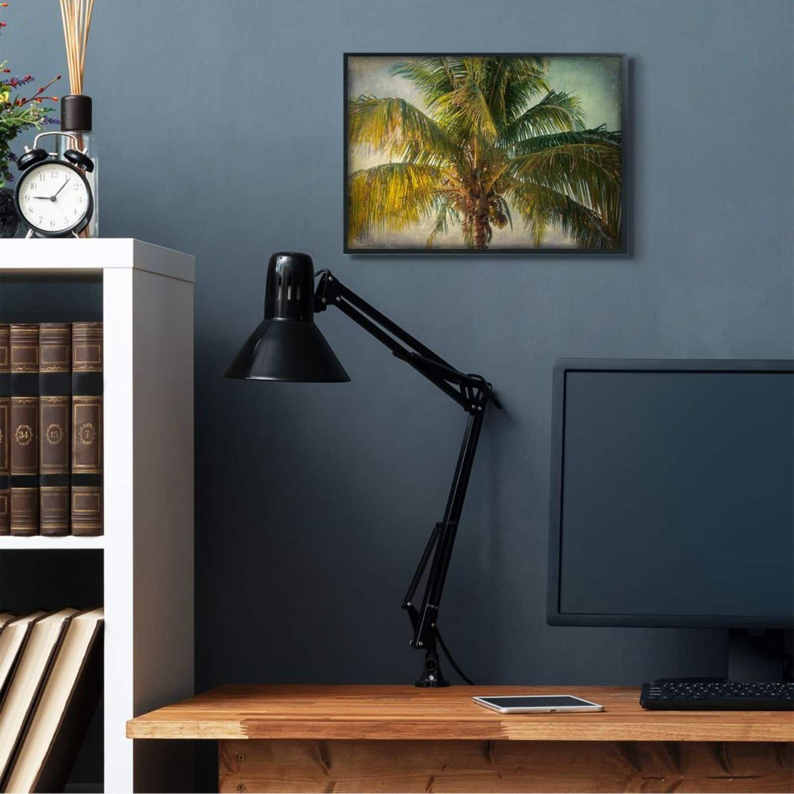 Stupell Industries Distressed Tropical Summer Palm Tree Photograph Black Framed Wall Art